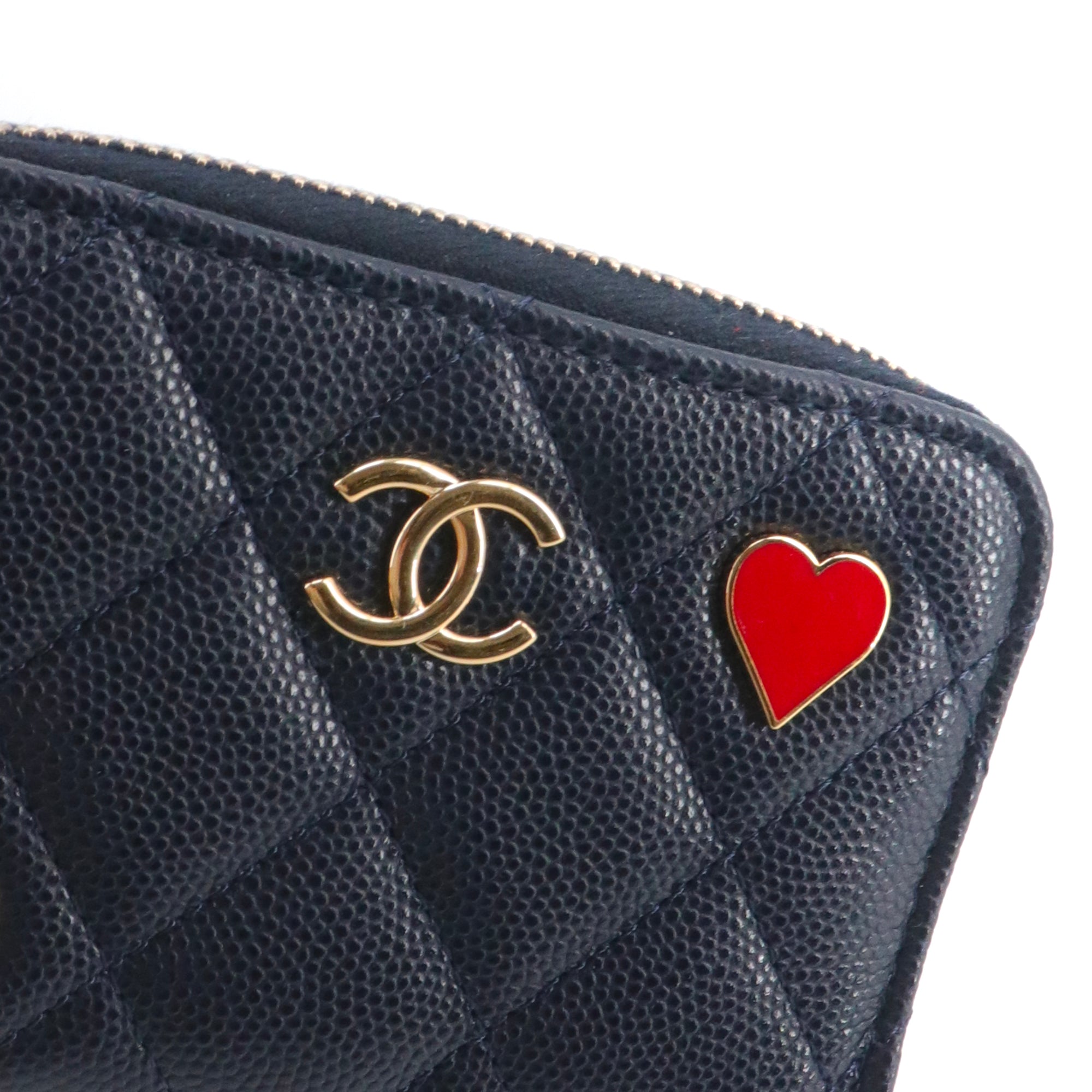 CHANEL - Porte-monnaie Chanel en cuir caviar bleu marine édition limitée poker