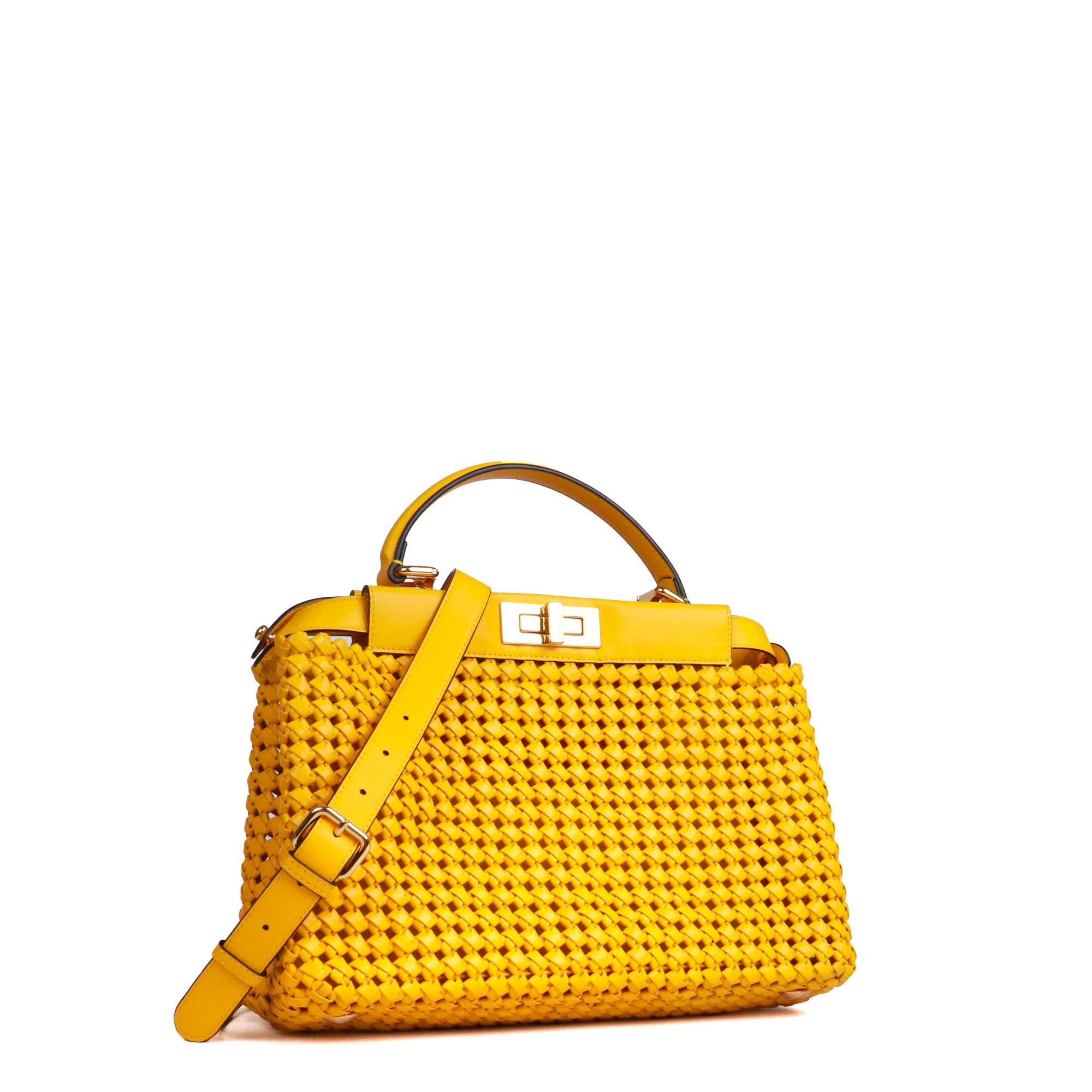 FENDI - Large model Peekaboo handbag in black canvas and leather