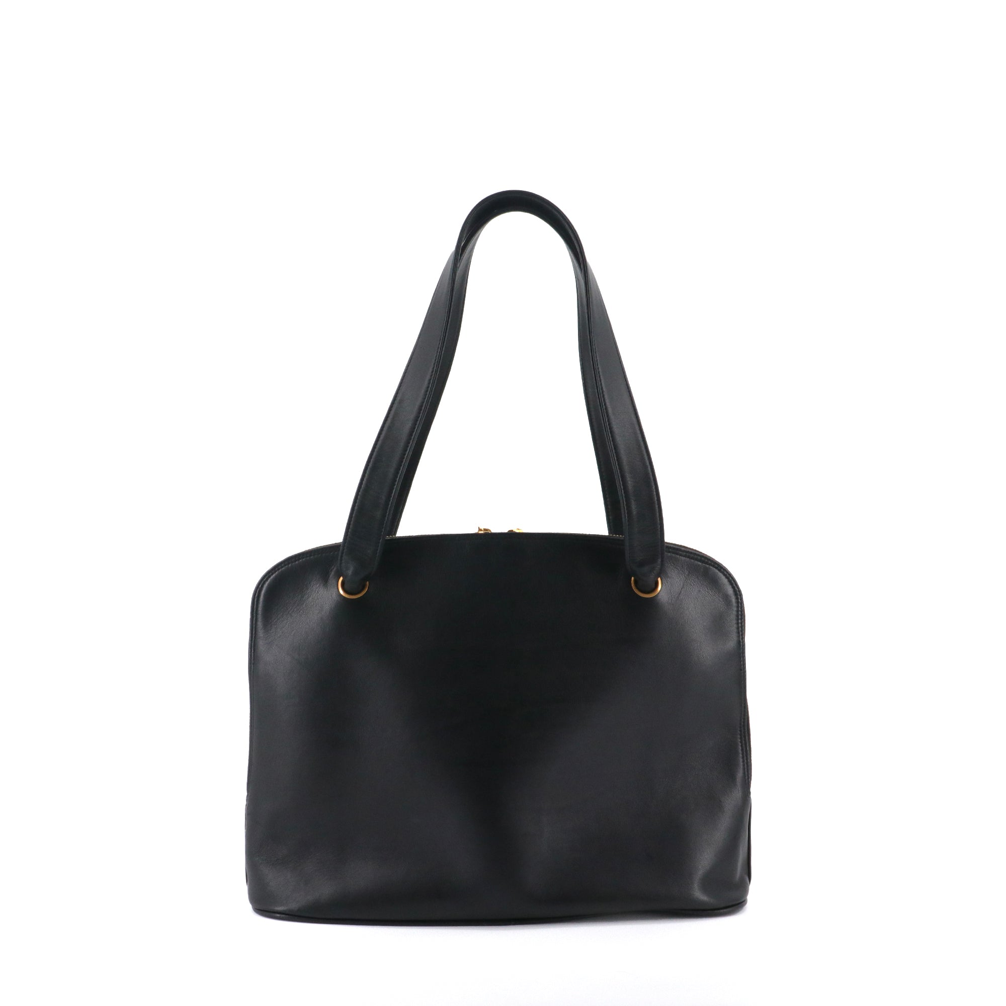 CHANEL - Sac à main Shopping Chanel en cuir lisse noir vintage