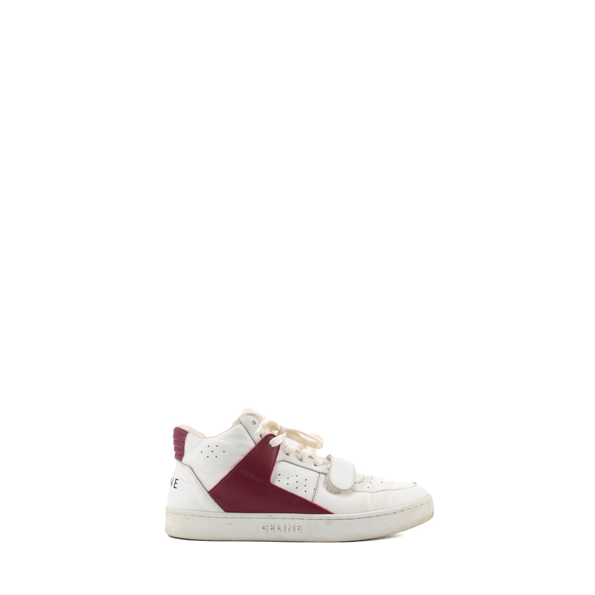 CELINE - Sneakers montantes CT-02 Celine en cuir blanc et rouge (T39)