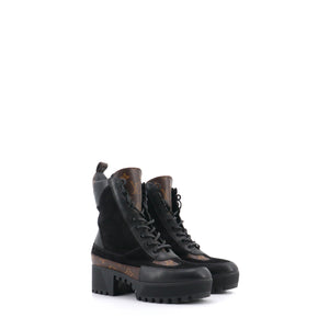 LOUIS VUITTON - Boots Desert Lauréate Louis Vuitton en cuir velours et toile monogrammée (T37.5)