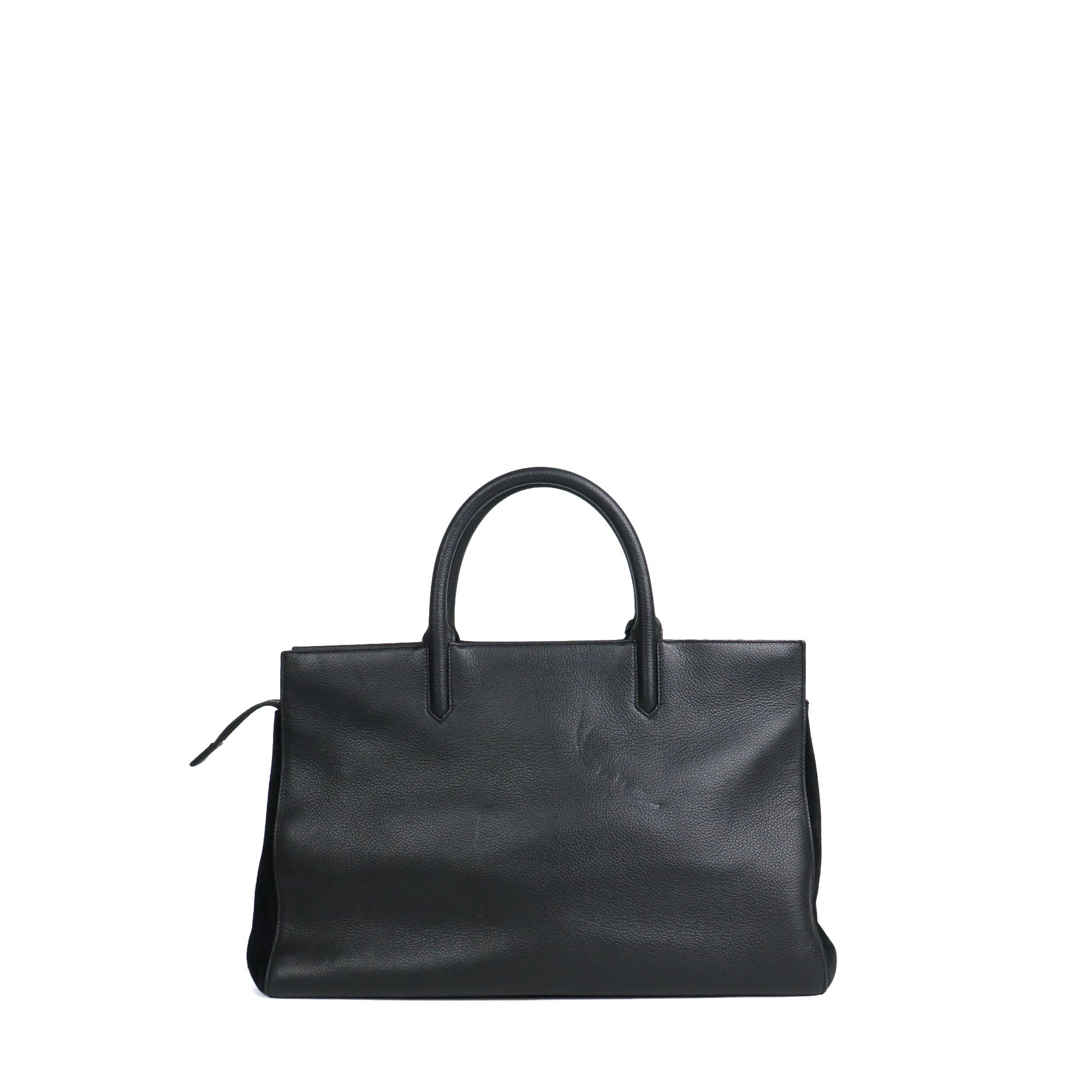 SAINT LAURENT - Sac à main Rive Gauche Saint Laurent en cuir et daim noir