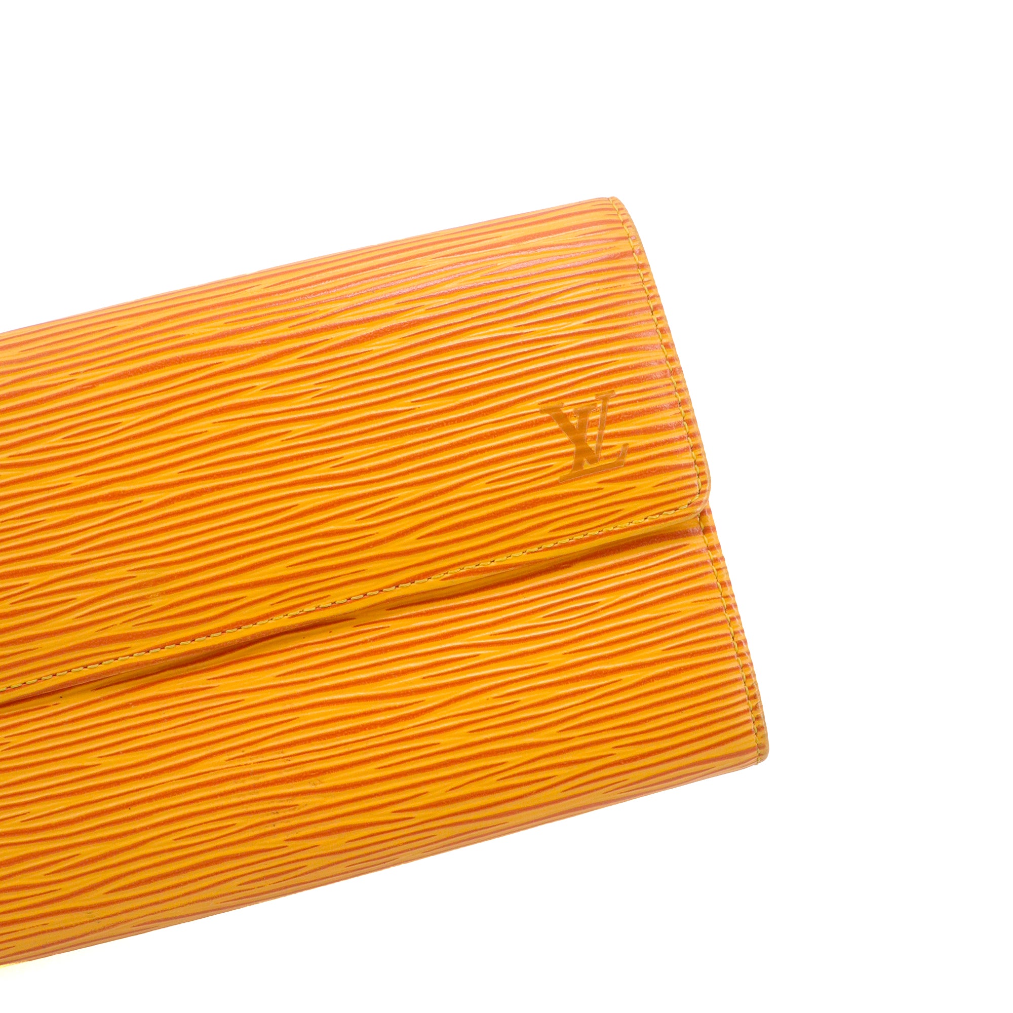 LOUIS VUITTON - Portefeuille International Louis Vuitton en cuir épi jaune