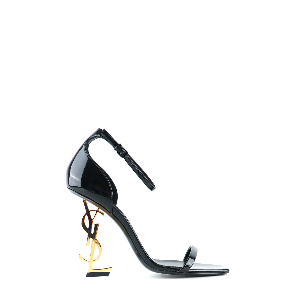 SAINT LAURENT - Sandales Opyum en cuir noir (T38,5)