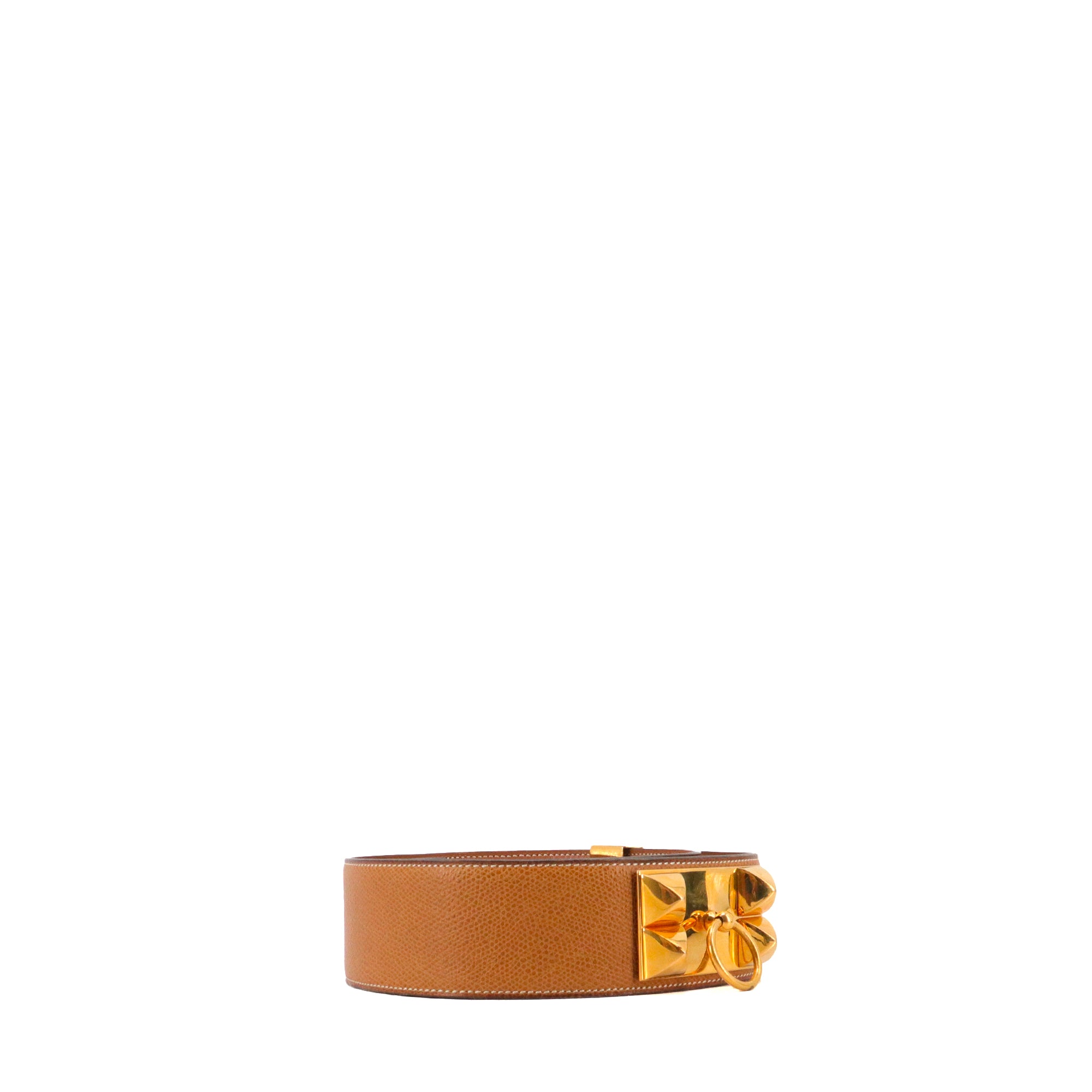 HERMÈS - Collier de Chien belt in gold leather (T70)