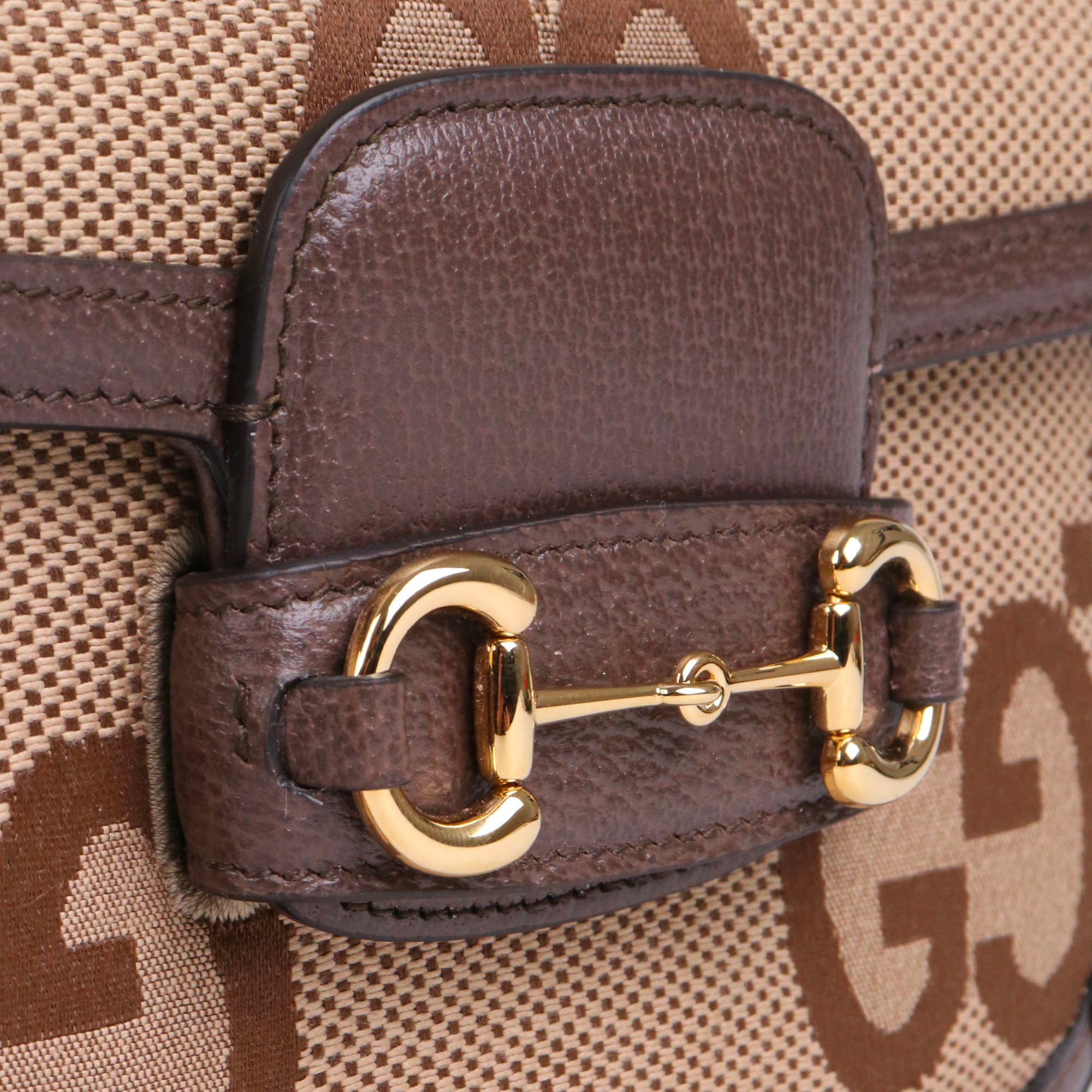 GUCCI - Small Gucci Jackie 1961 shoulder bag in denim and brown grained leather