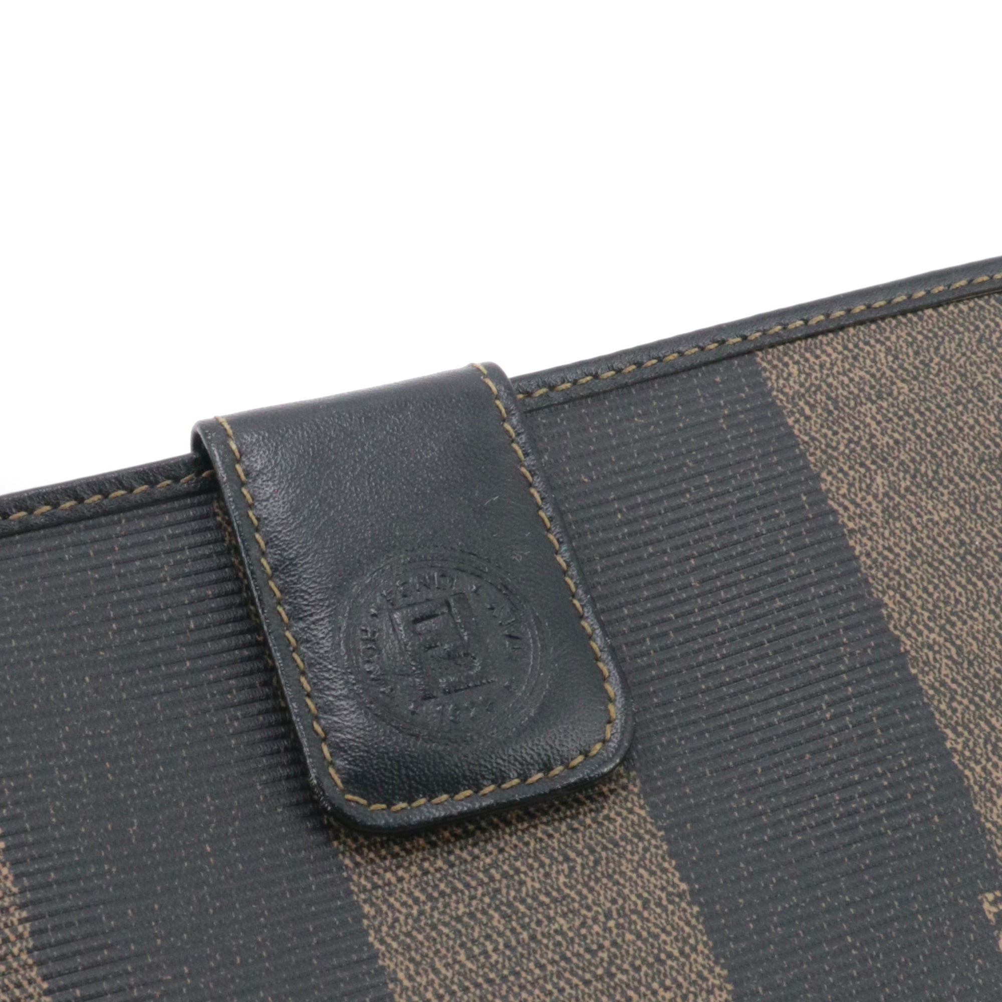 FENDI - Portefeuille Fendi en cuir et toile à rayures