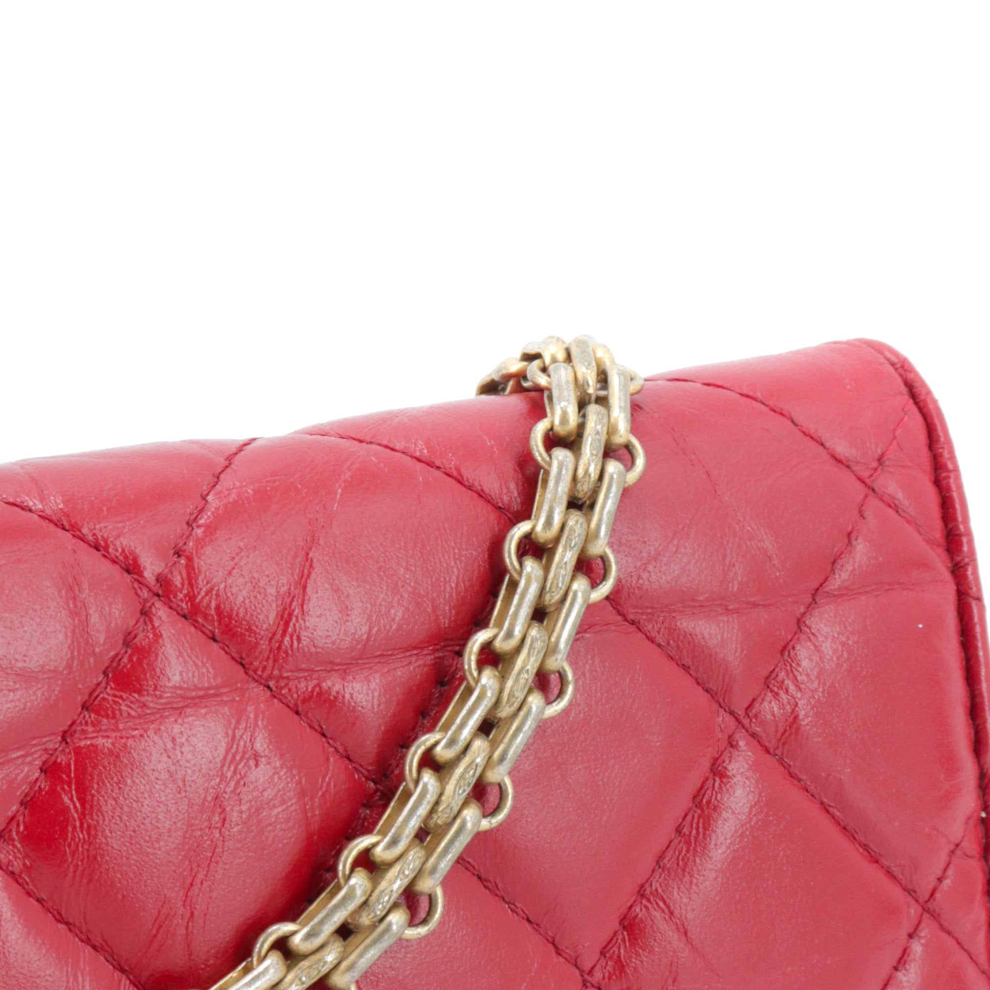 CHANEL - Wallet on chain 2.55 Chanel en cuir matelassé rouge