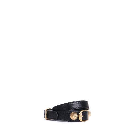 BALENCIAGA - Bracelet Triple Tour Work Balenciaga en cuir noir (XS)