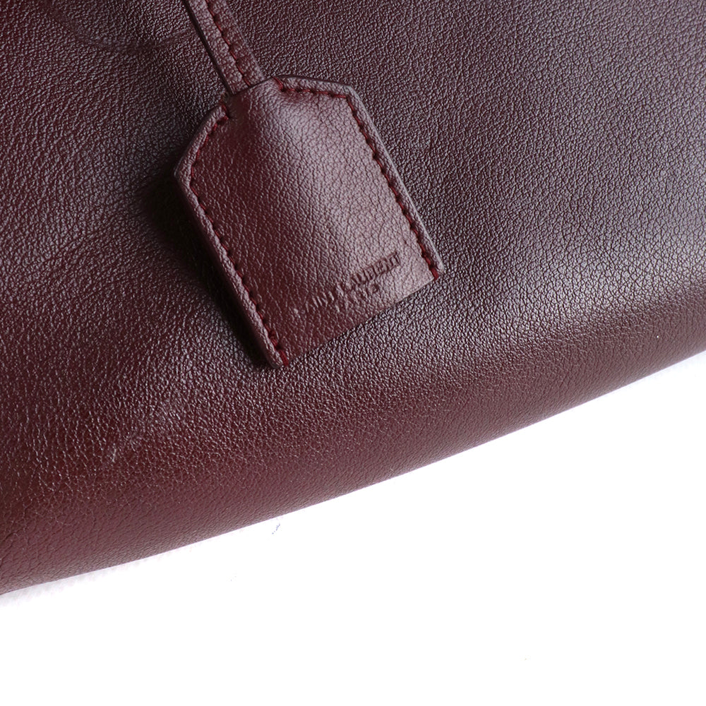 SAINT LAURENT - Shopping tote bag in burgundy leather