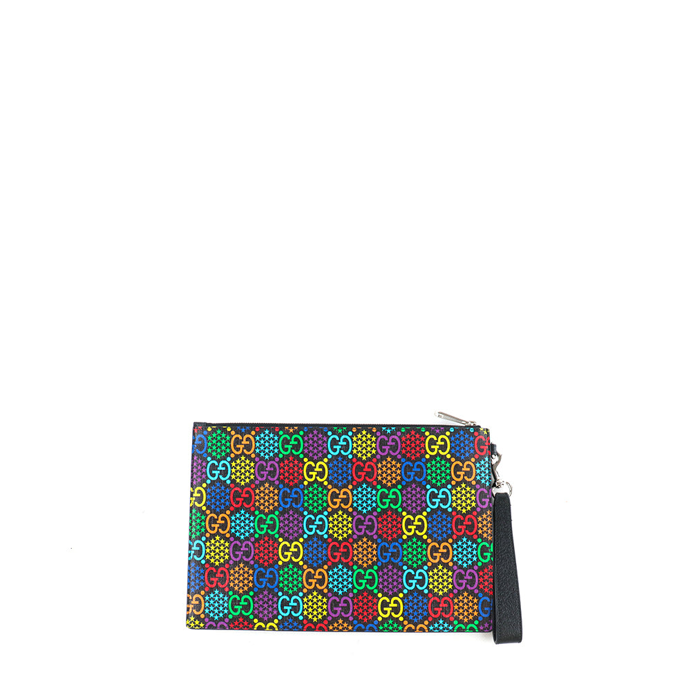 GUCCI - Multicolor monogram leather clutch