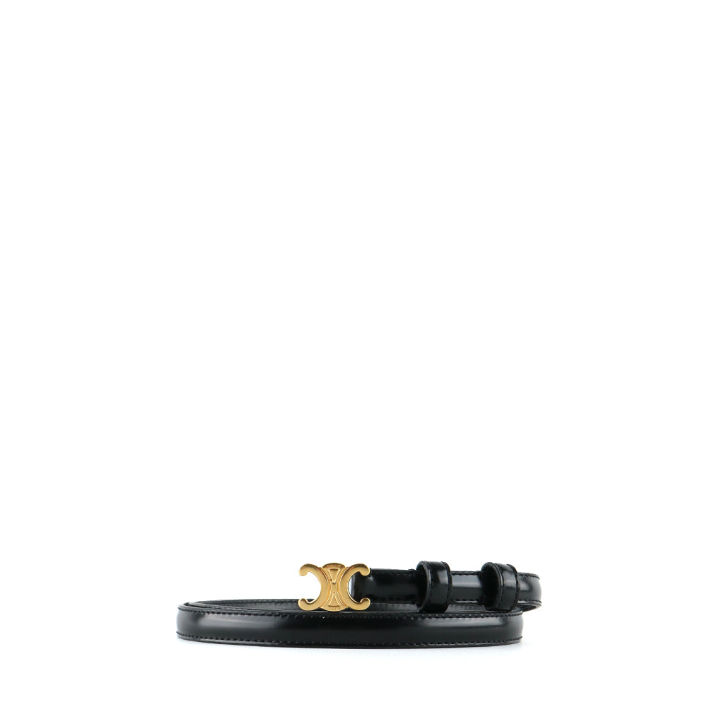 CELINE - Ceinture Triomphe teen en cuir noir (T80)