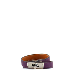 HERMÈS - Kelly double wrap bracelet in purple leather (S)