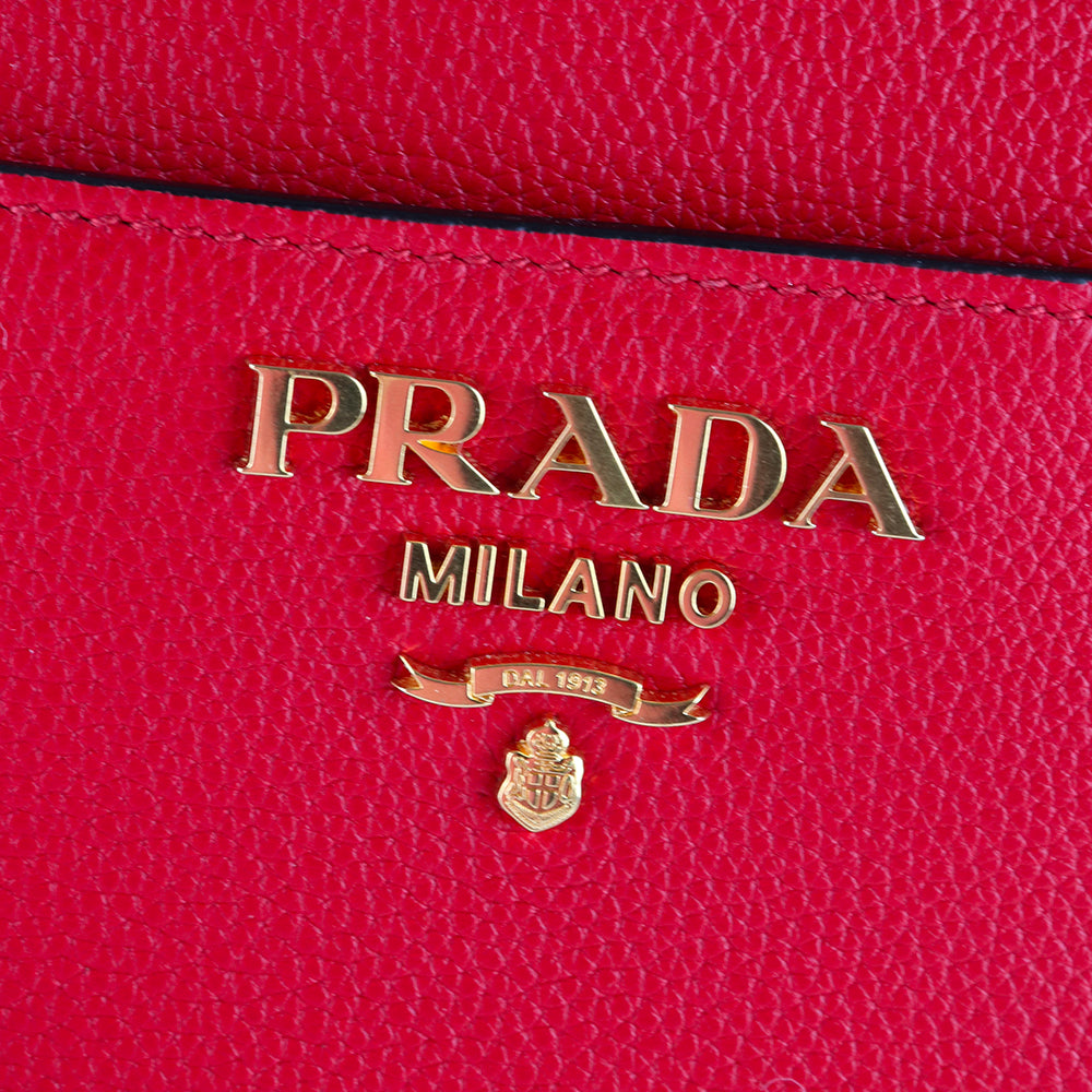 PRADA - Red grained leather shoulder bag