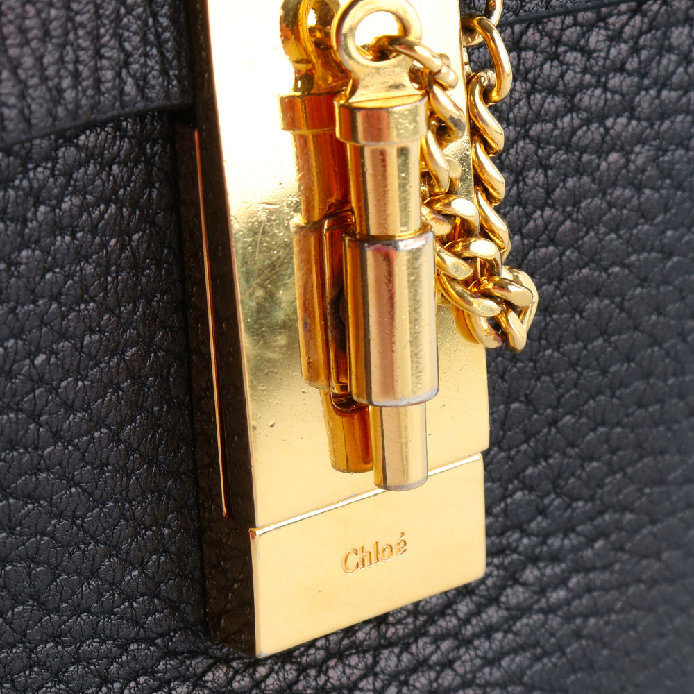 CHLOÉ - Sac à bandoulière Drew en cuir grainé noir