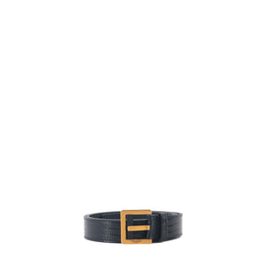 SAINT LAURENT - Cassandre belt with square buckle in smooth leather (T90)