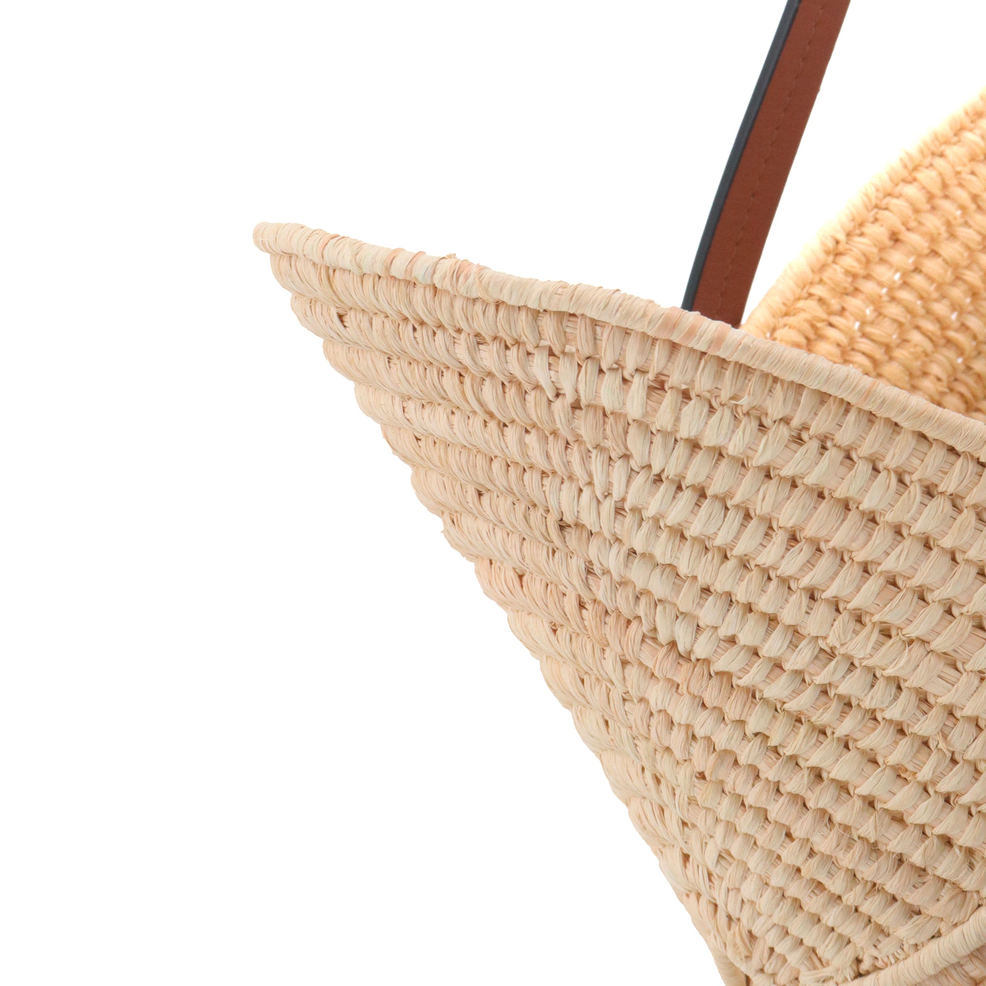 LOEWE - Panier à main Pétal Loewe en raphia et cuir marron