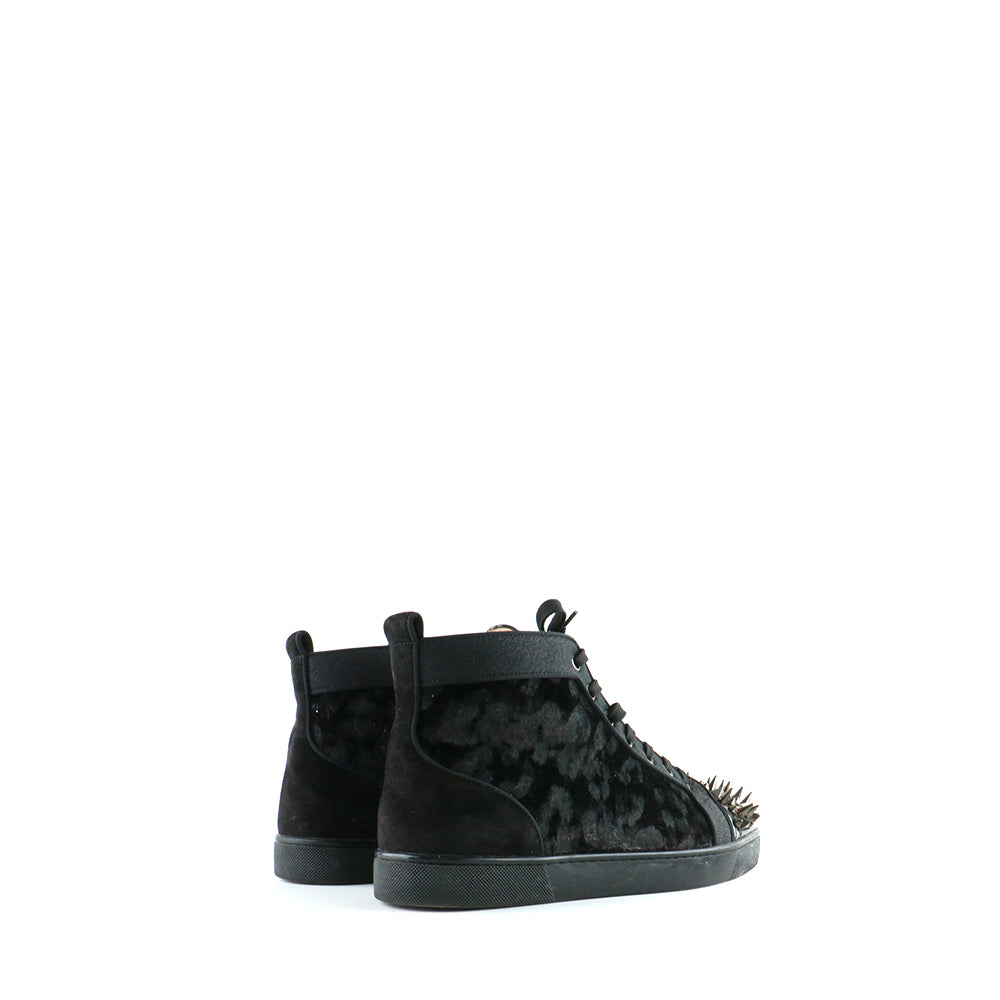 LOUBOUTIN - Sneakers montante à clous en velours noir (T41,5)