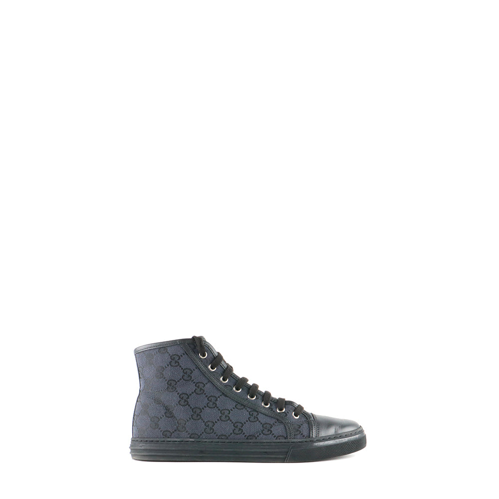GUCCI - High-top sneakers in black monogram canvas (T41.5)