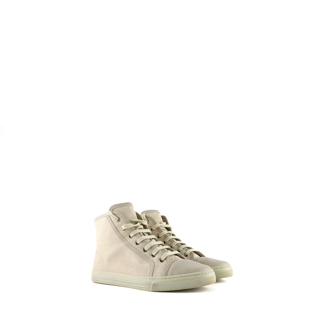 GUCCI - Sneakers montantes en toile monogrammée beige (T38)