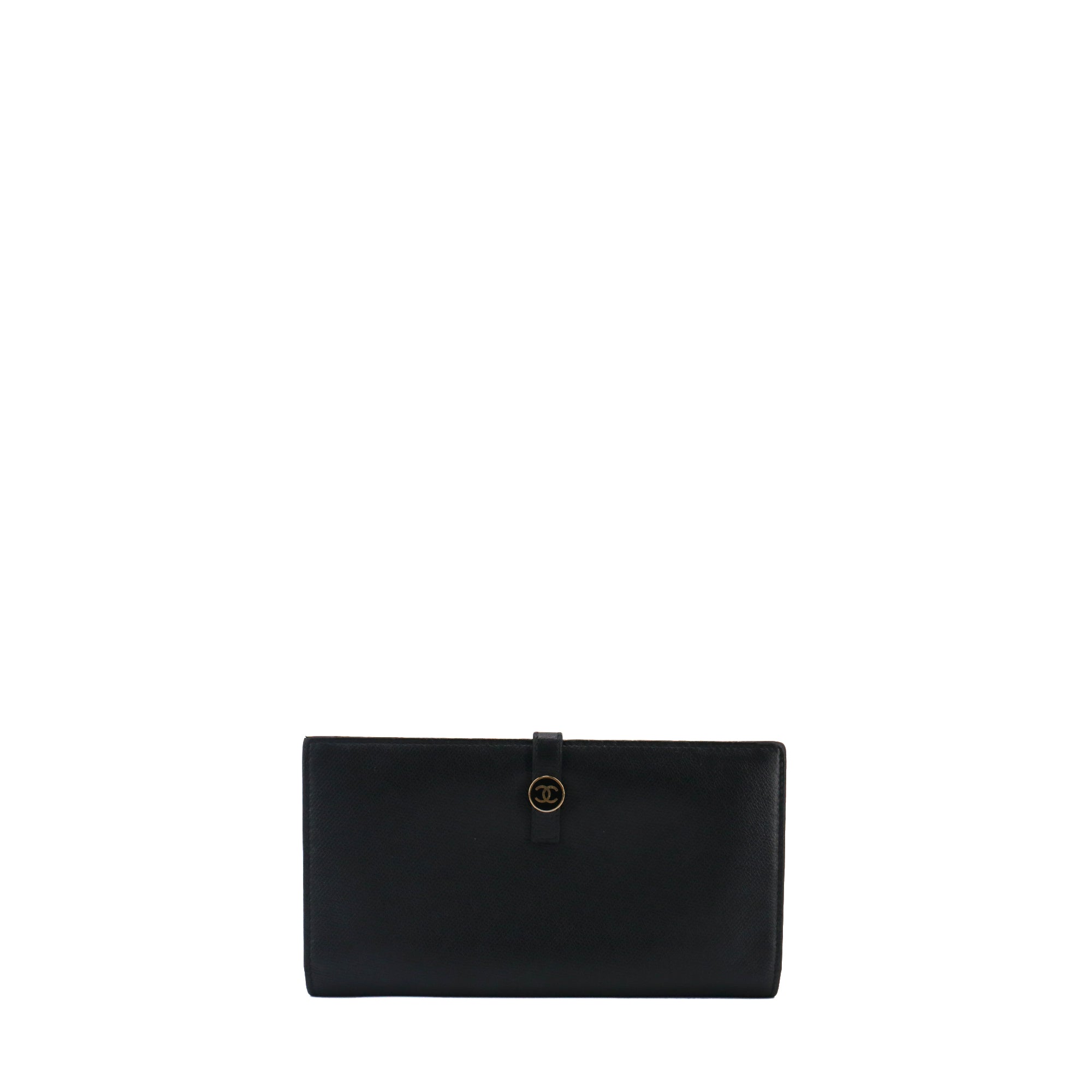 CHANEL - Portefeuille Chanel en cuir grainé noir