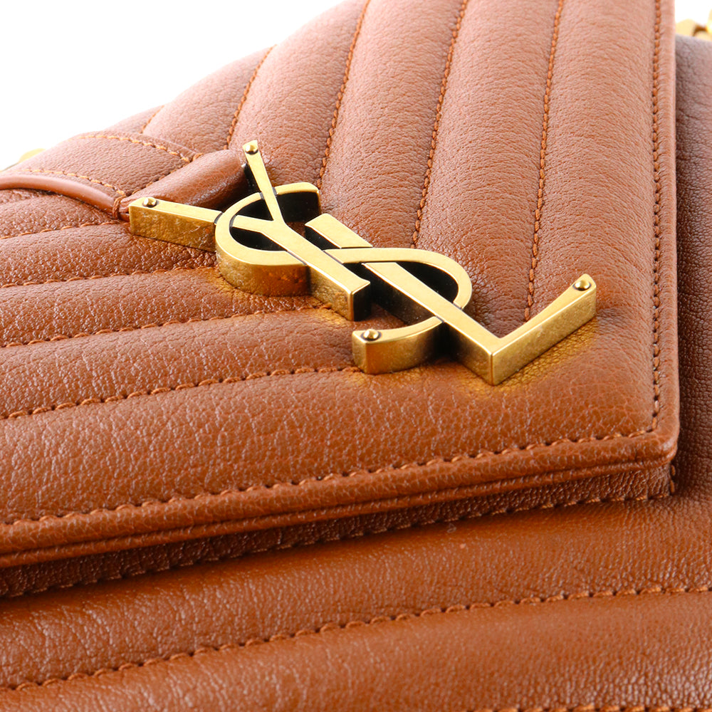 SAINT LAURENT - Sac à épaule Collège en cuir grainé marron