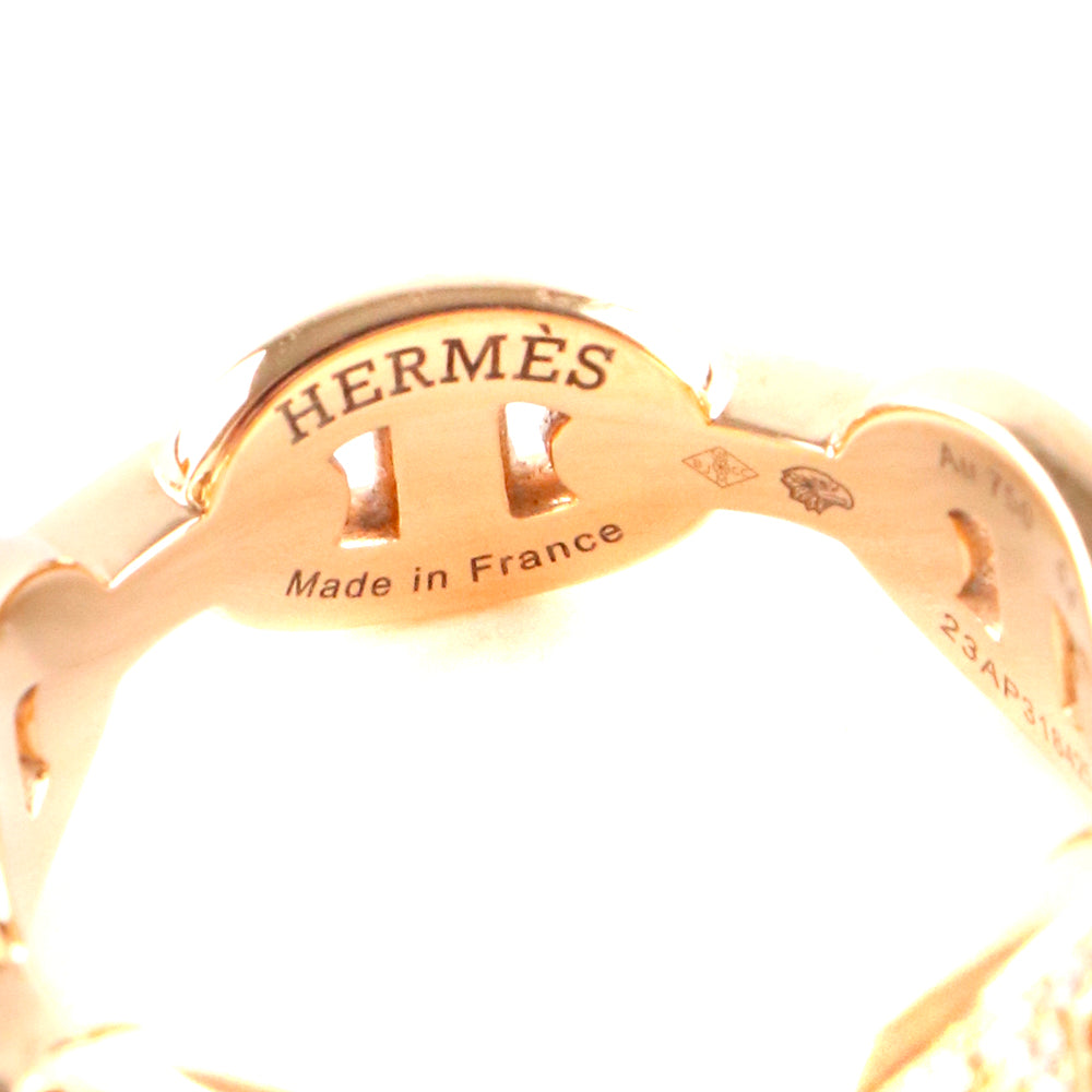 HERMÈS - Bague Chaine d'Ancre Enchaînée en or rose et diamants (T54)