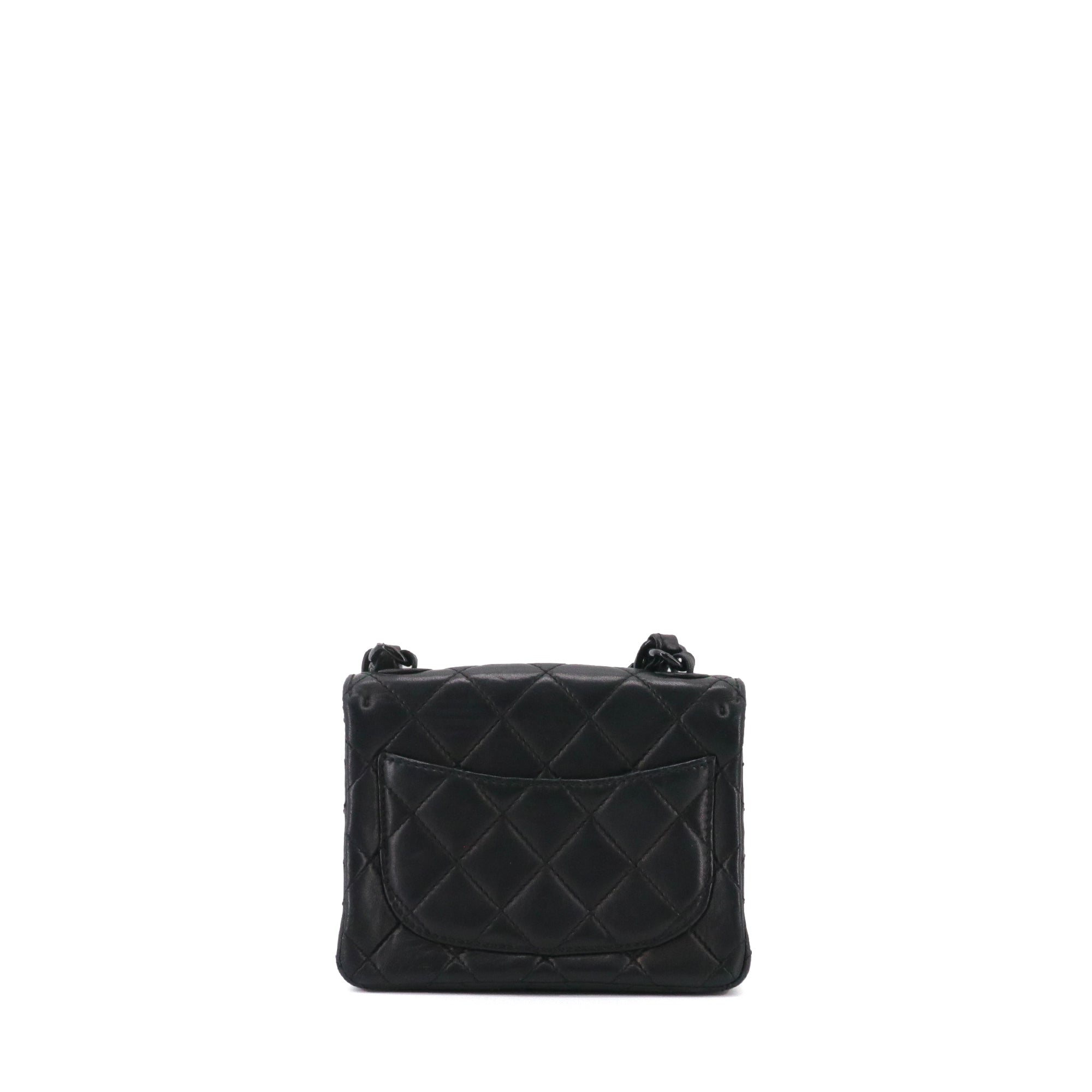 CHANEL - Chanel Timeless Mini Square shoulder bag in vintage black leather