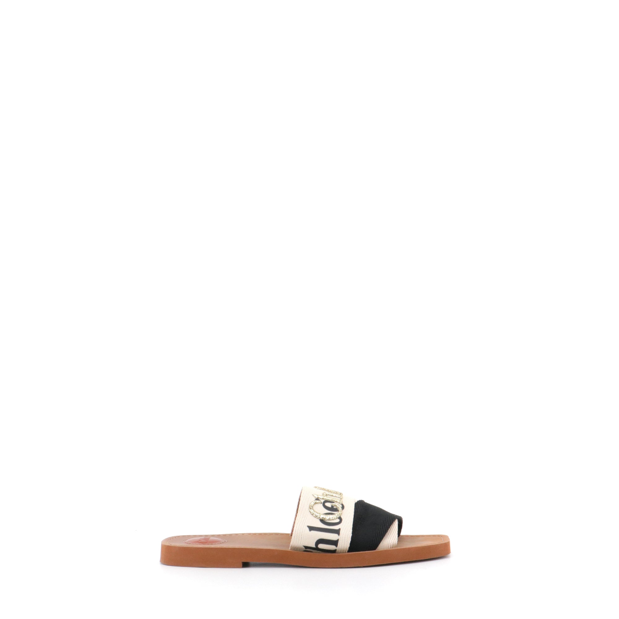 CHLOÉ - Sandales Woody Chloé en toile blanche et noire (T40)