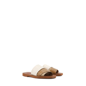 CHLOÉ - Sandales Woody Chloé en cuir blanc et kaki (T35)