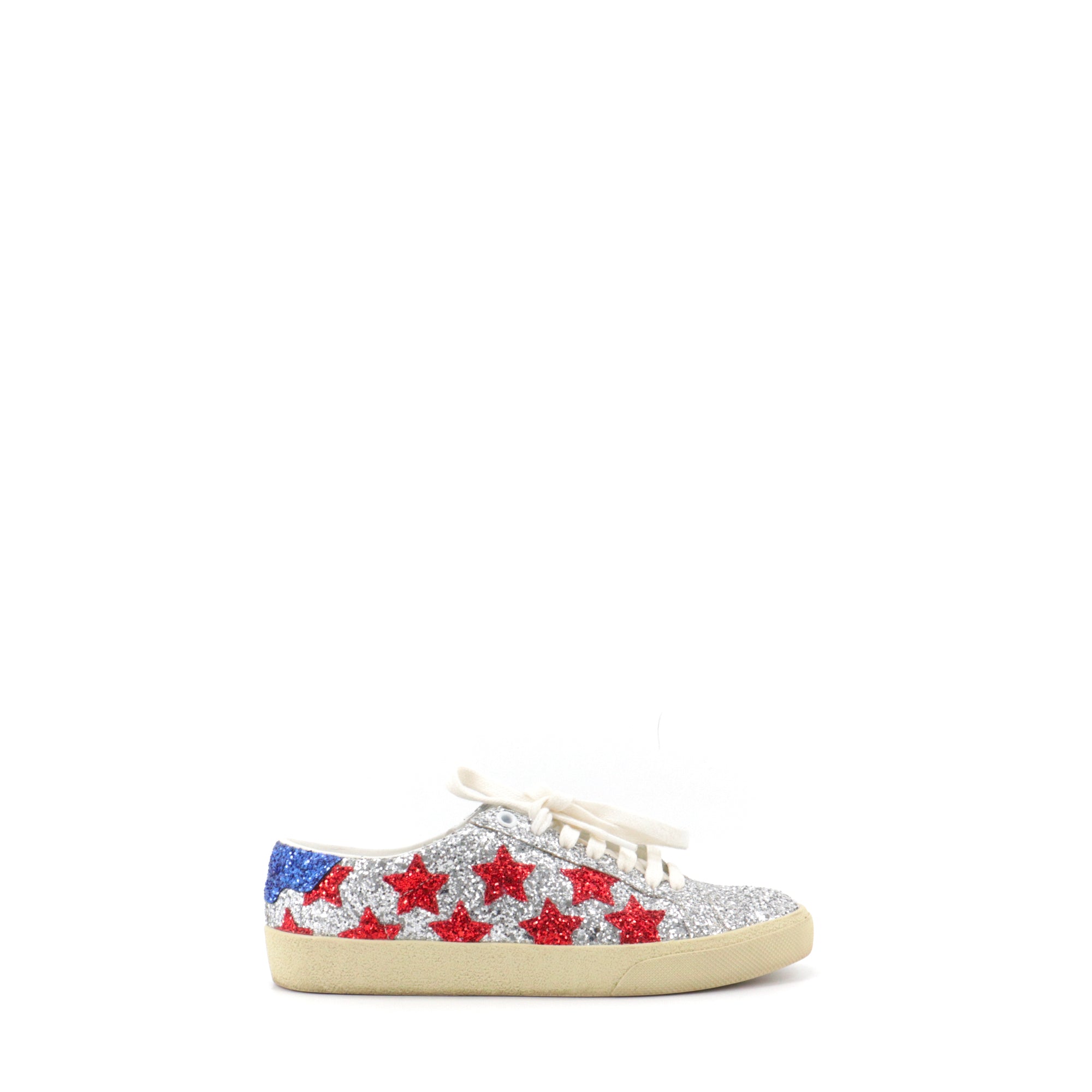 SAINT LAURENT - Saint Laurent Court Classic sneakers with silver glitter (size 36.5)