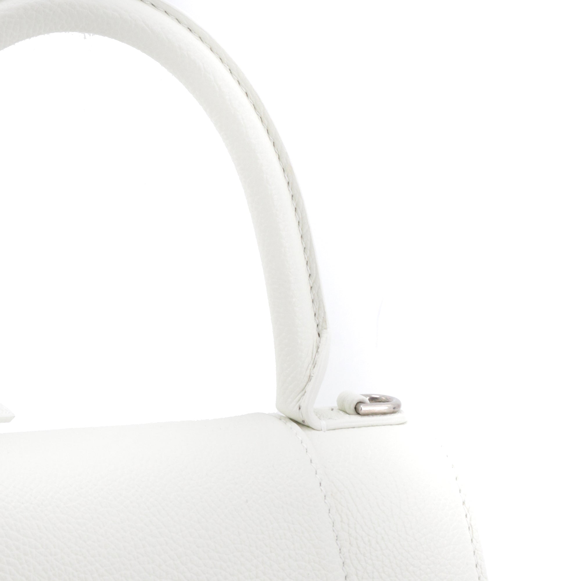 BALENCIAGA - Hourglass Balenciaga Small Size shoulder bag in white grained leather