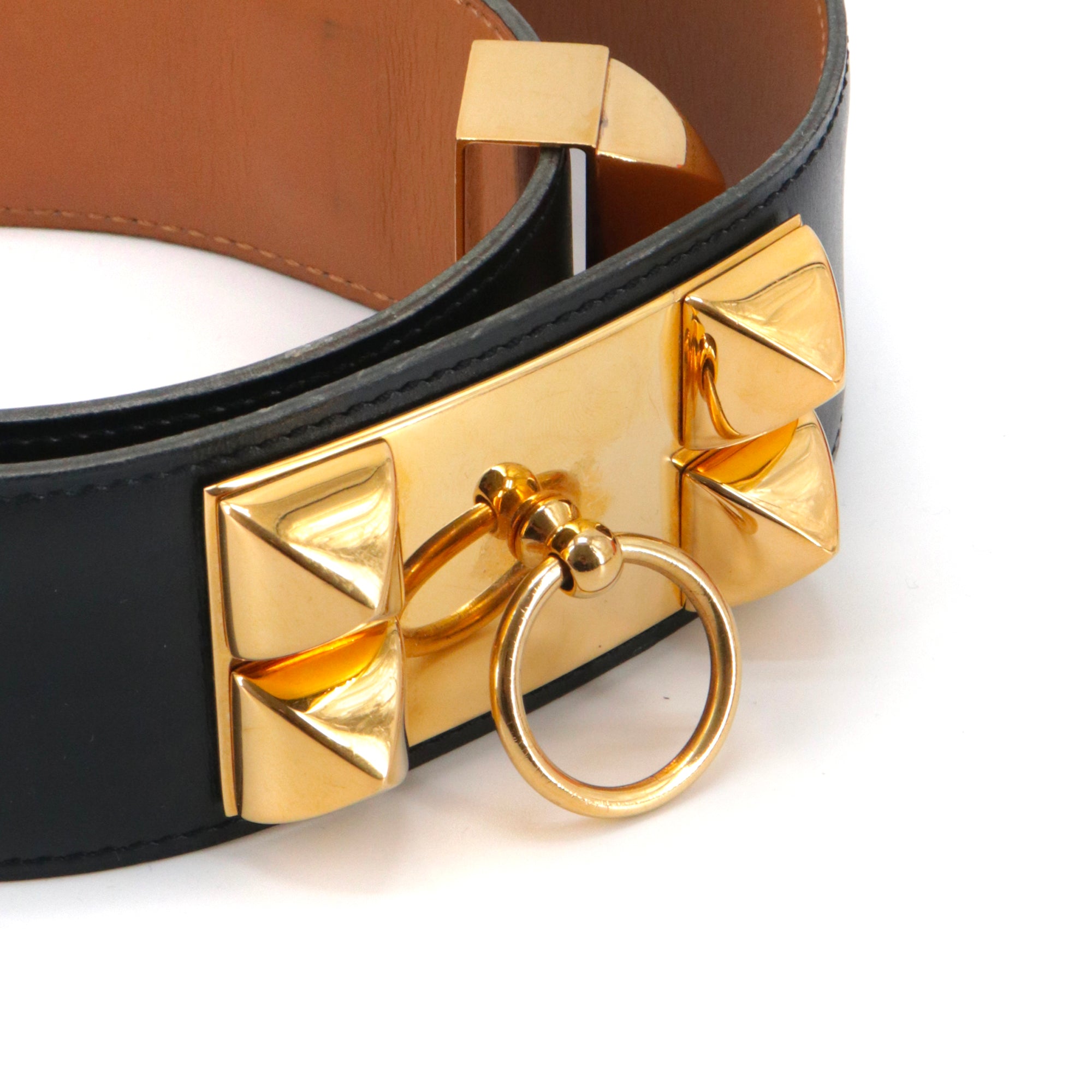 HERMÈS - Hermès Collier de Chien belt in black leather (T70)