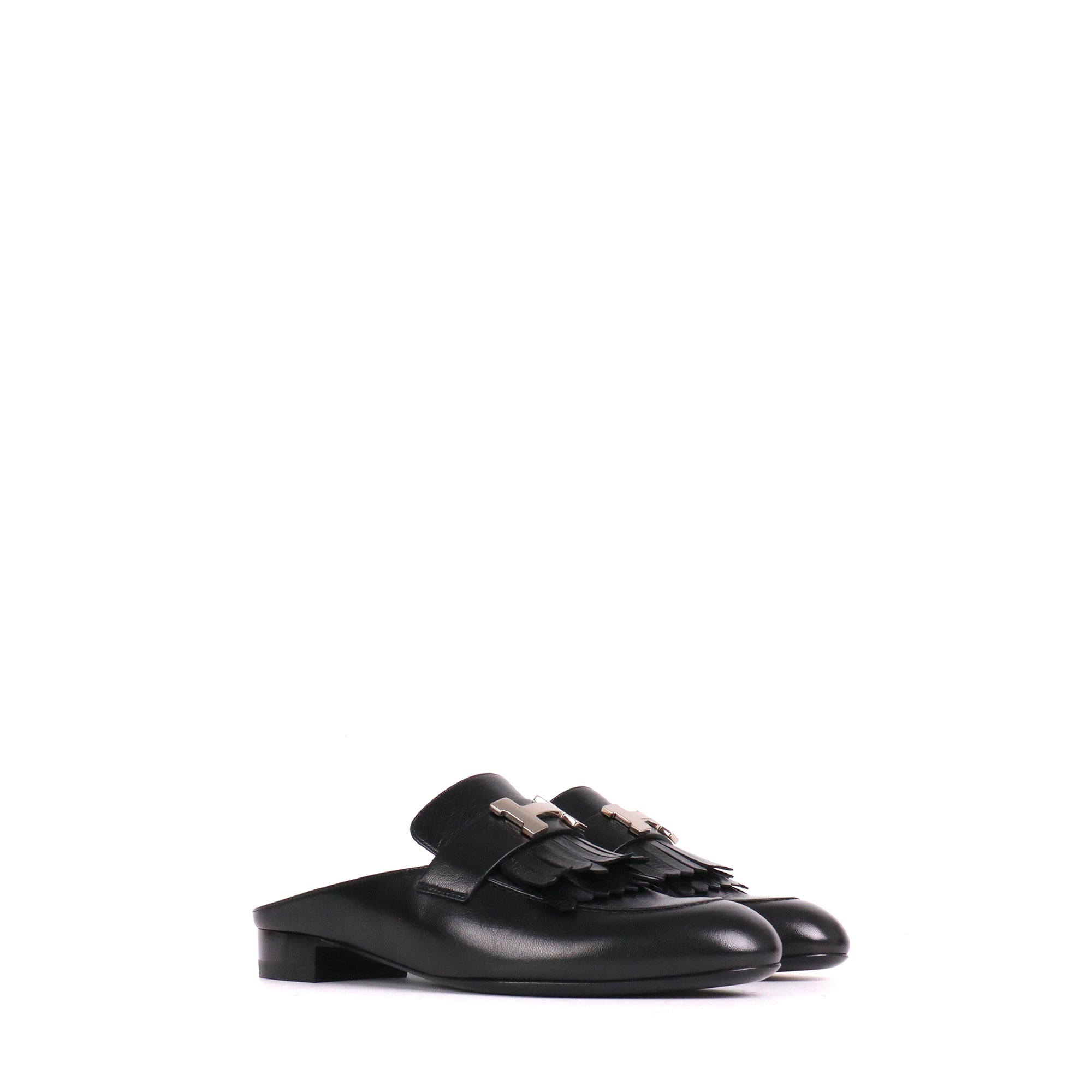 HERMÈS - Mules Rivoli Hermès en cuir noir (T37)