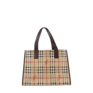 BURBERRY - Burberry tote bag in beige check canvas 