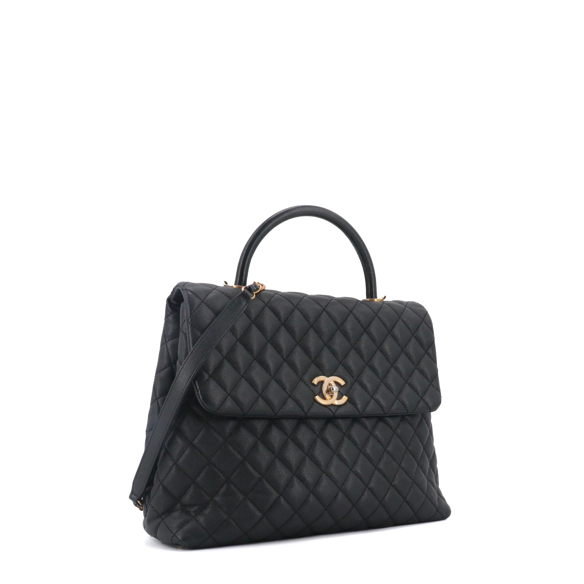 CHANEL - Chanel Coco Handle GM handbag in black caviar leather