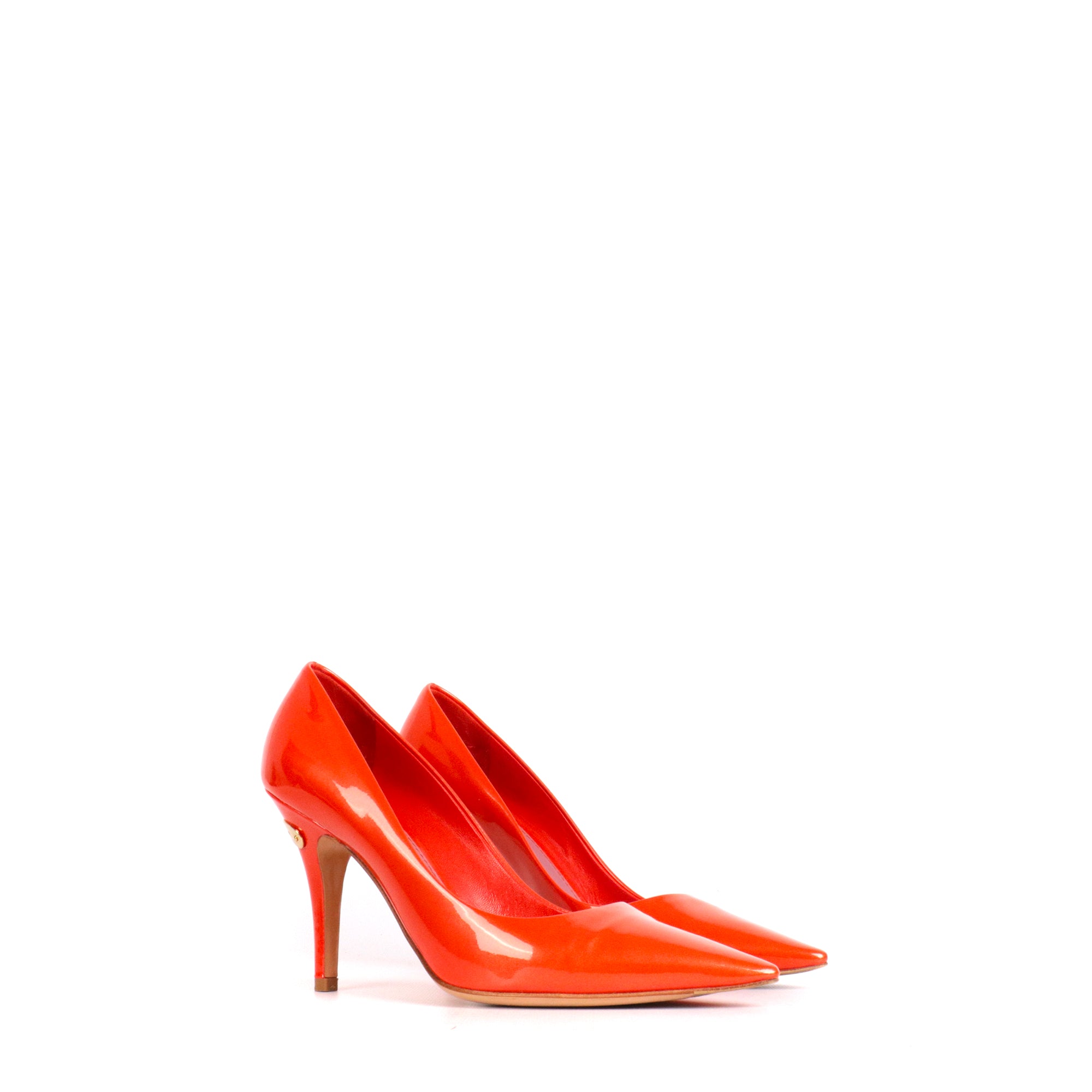 LOUIS VUITTON - Escarpins Louis Vuitton en cuir verni orange (T37,5)