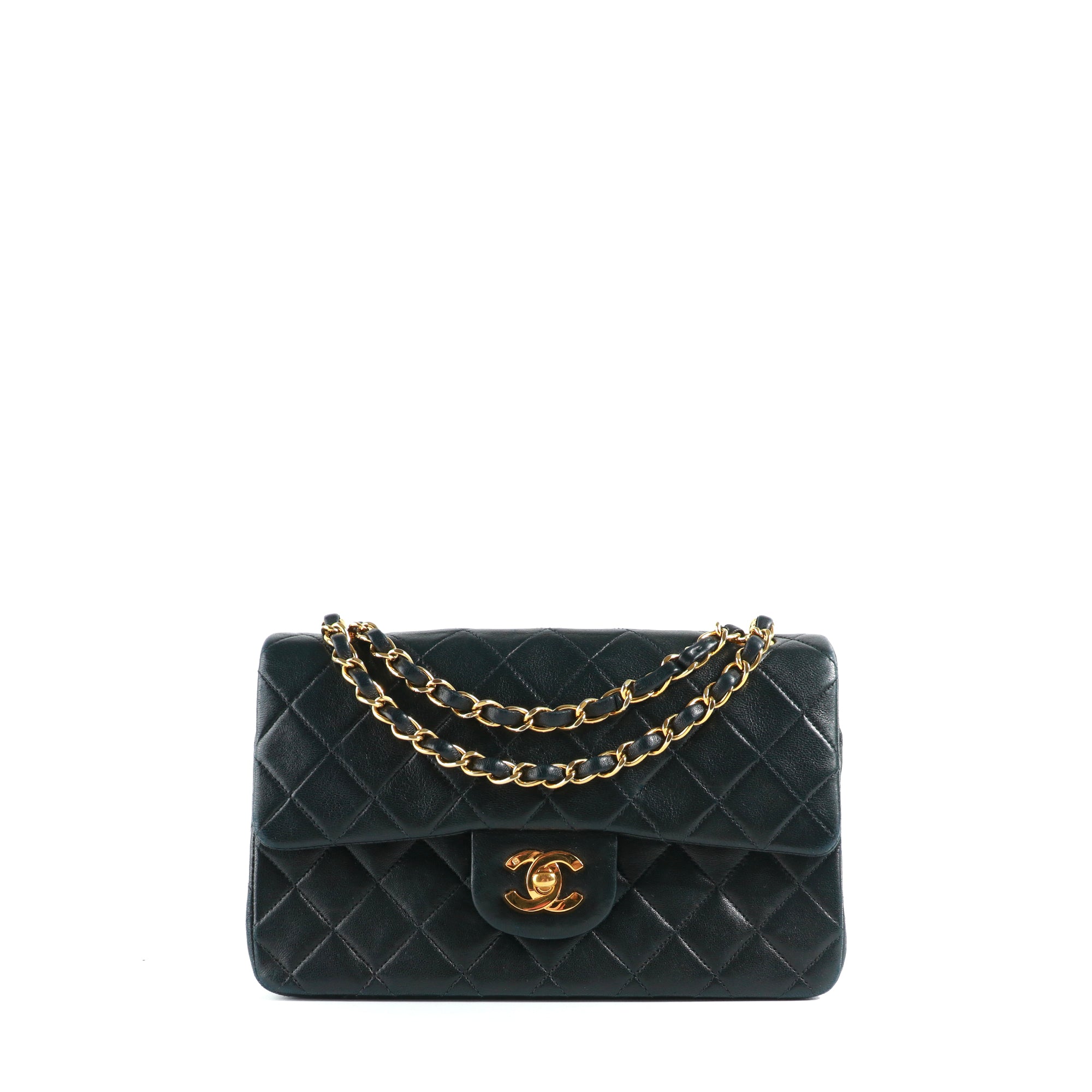 CHANEL - Timeless 23 double flap handbag in vintage black quilted leather