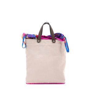 HERMÈS - Sac à main Hermès en en toile et soie multicolore