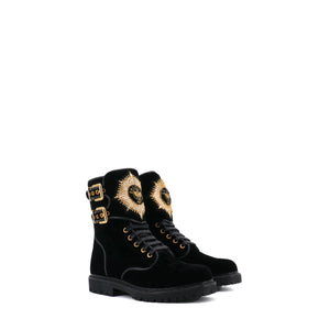BALMAIN - Bottines Eagle Balmain en velours noir (T37)