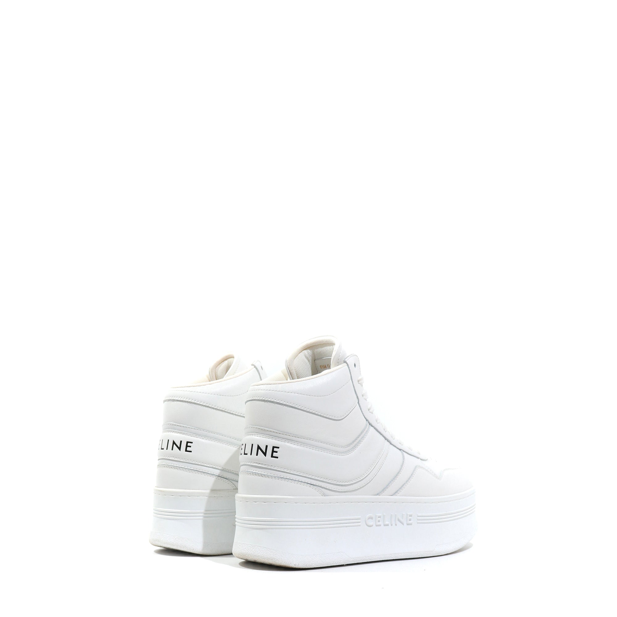 CELINE - Sneakers Block montantes en cuir blanc (T38)