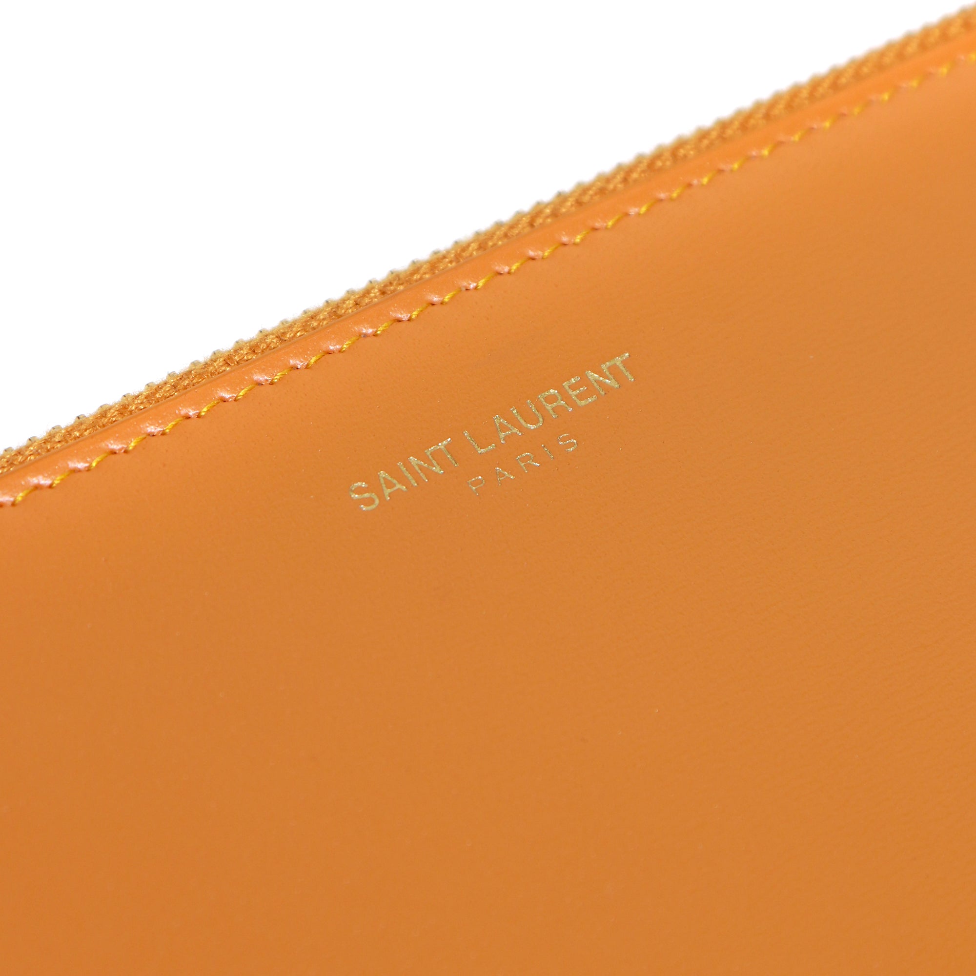 SAINT LAURENT - Sac à bandoulière Double Pochette en cuir lisse orange