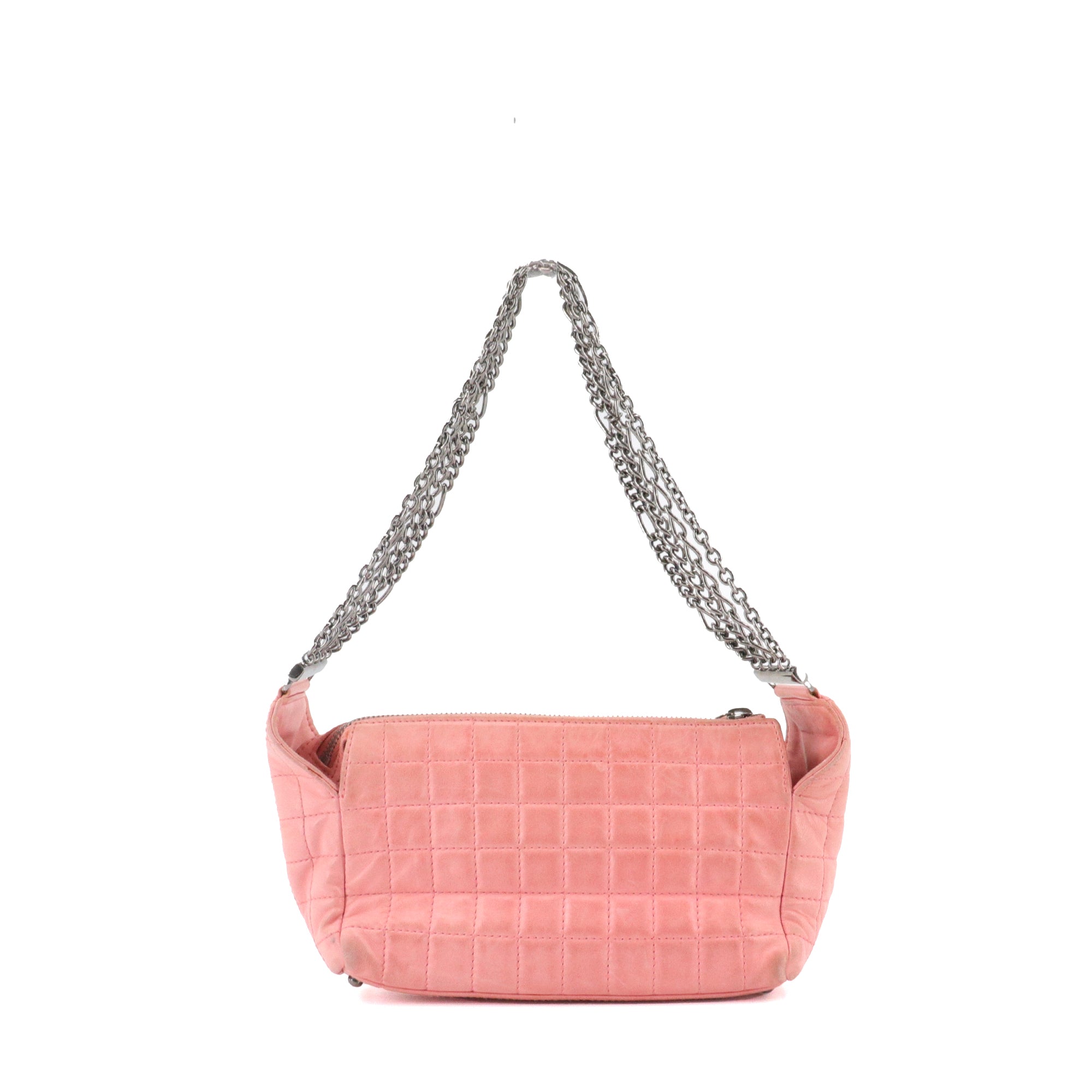 CHANEL - Chanel Chocolate Bar Multiple Chain Shoulder Bag in Vintage Pale Pink Leather