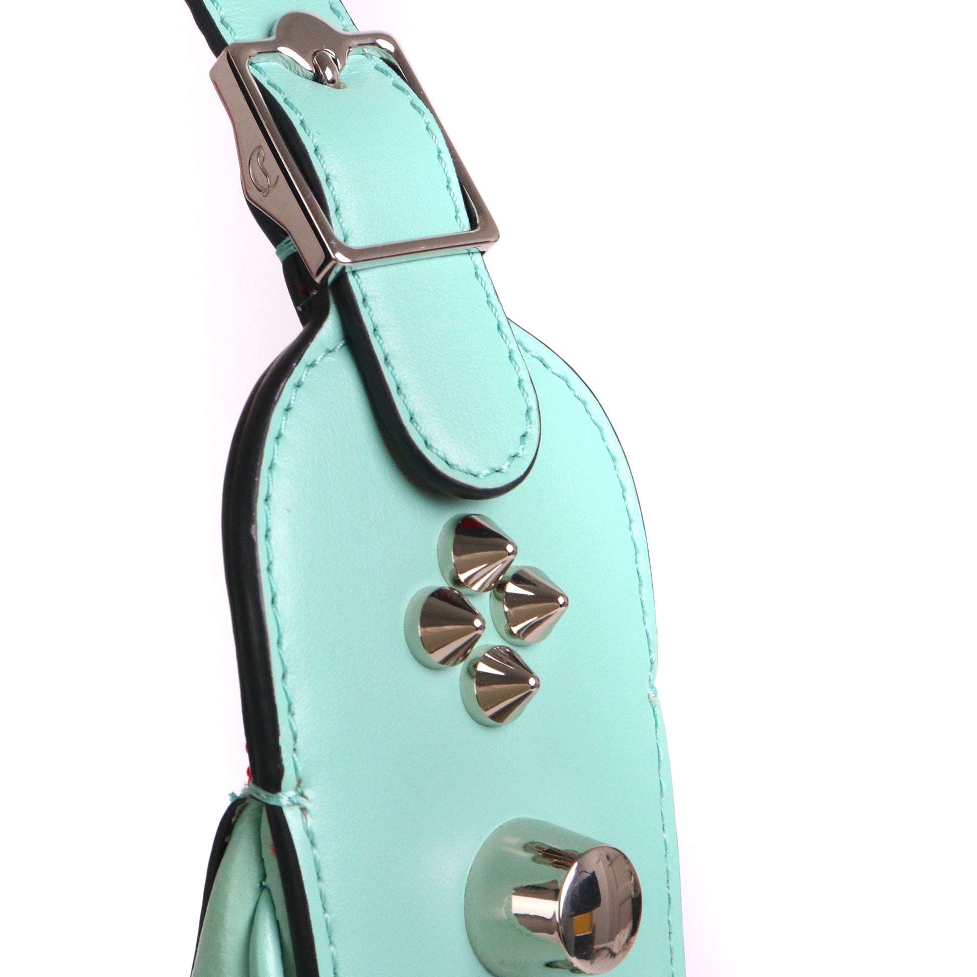 LOUBOUTIN - Sac à épaule Carasky Louboutin en cuir grainé turquoise