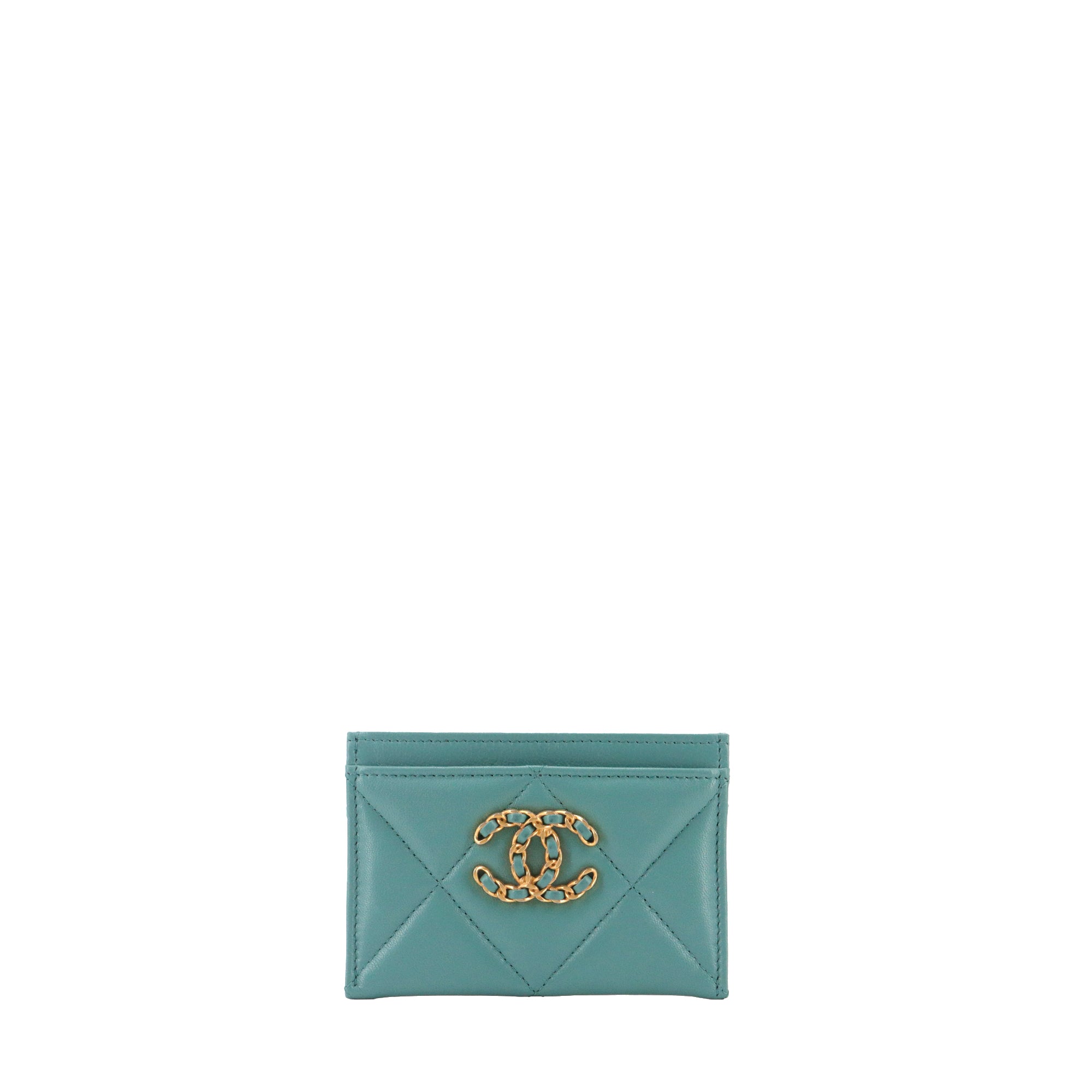 CHANEL - Porte cartes 19 Chanel en cuir bleu