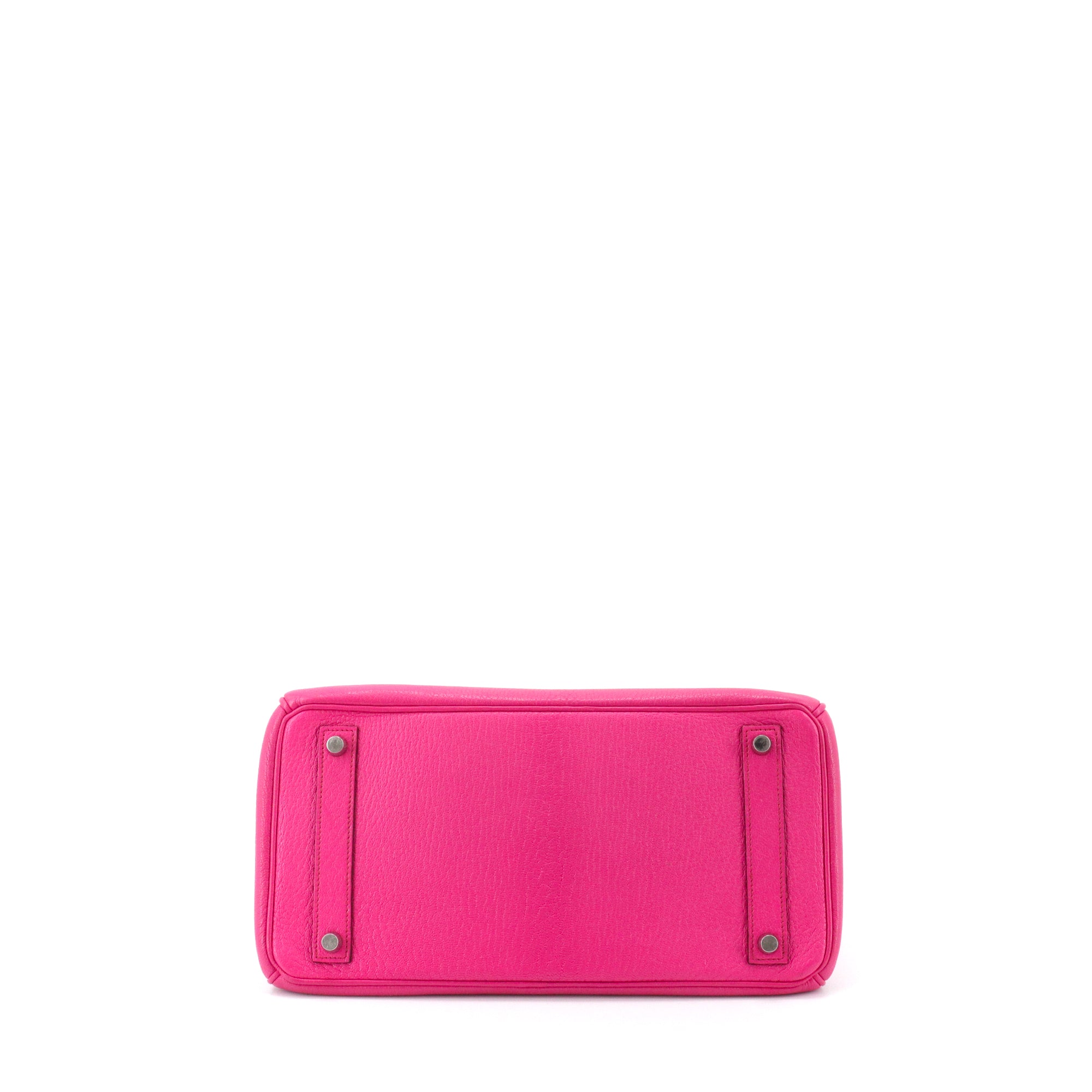 HERMÈS - Sac à main Haut à Courroie 30 Hermès en cuir grainé fuchsia