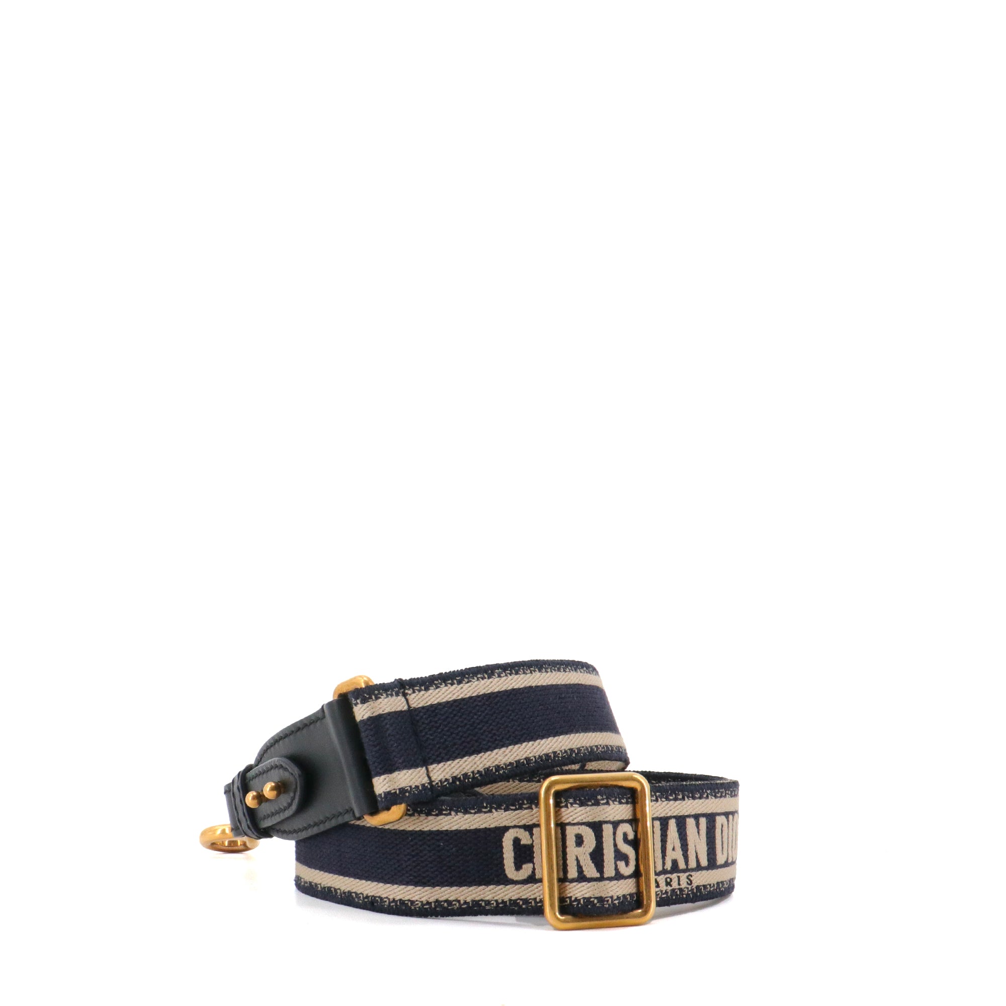 DIOR - Bandoulière ajustable avec anneau Dior en coton bleu marine
