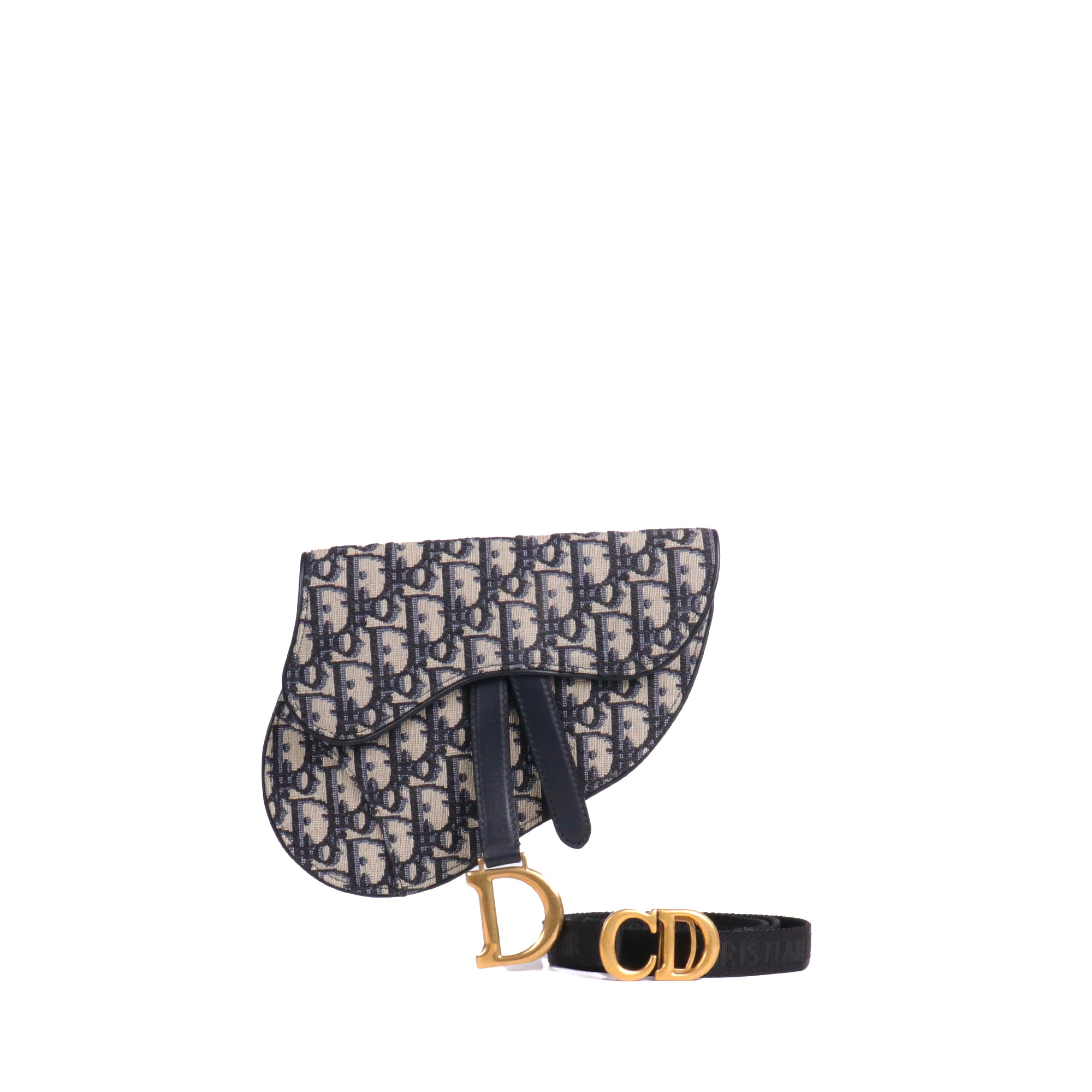 DIOR - Roller shoulder bag in navy blue grained leather