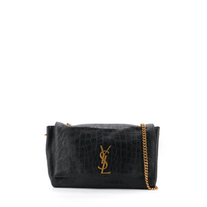SAINT LAURENT - Sac à épaule Kate réversible Saint Laurent en cuir embossé croco noir
