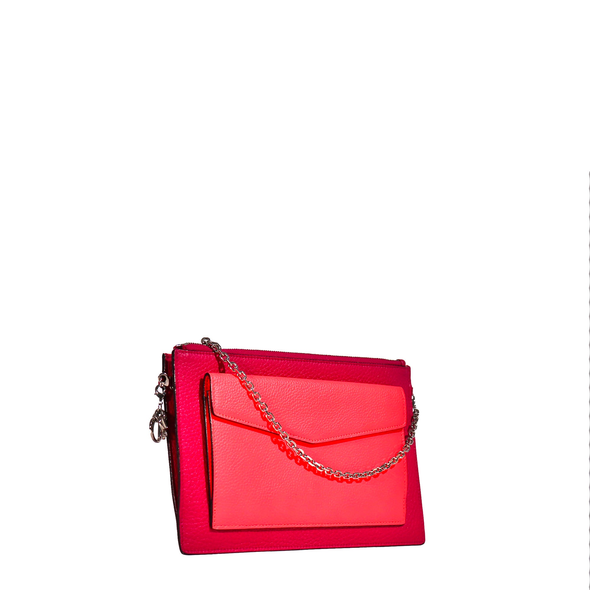 DIOR - Pochette à bandoulière Diorissimo en cuir grainé bicolore rose et fushia